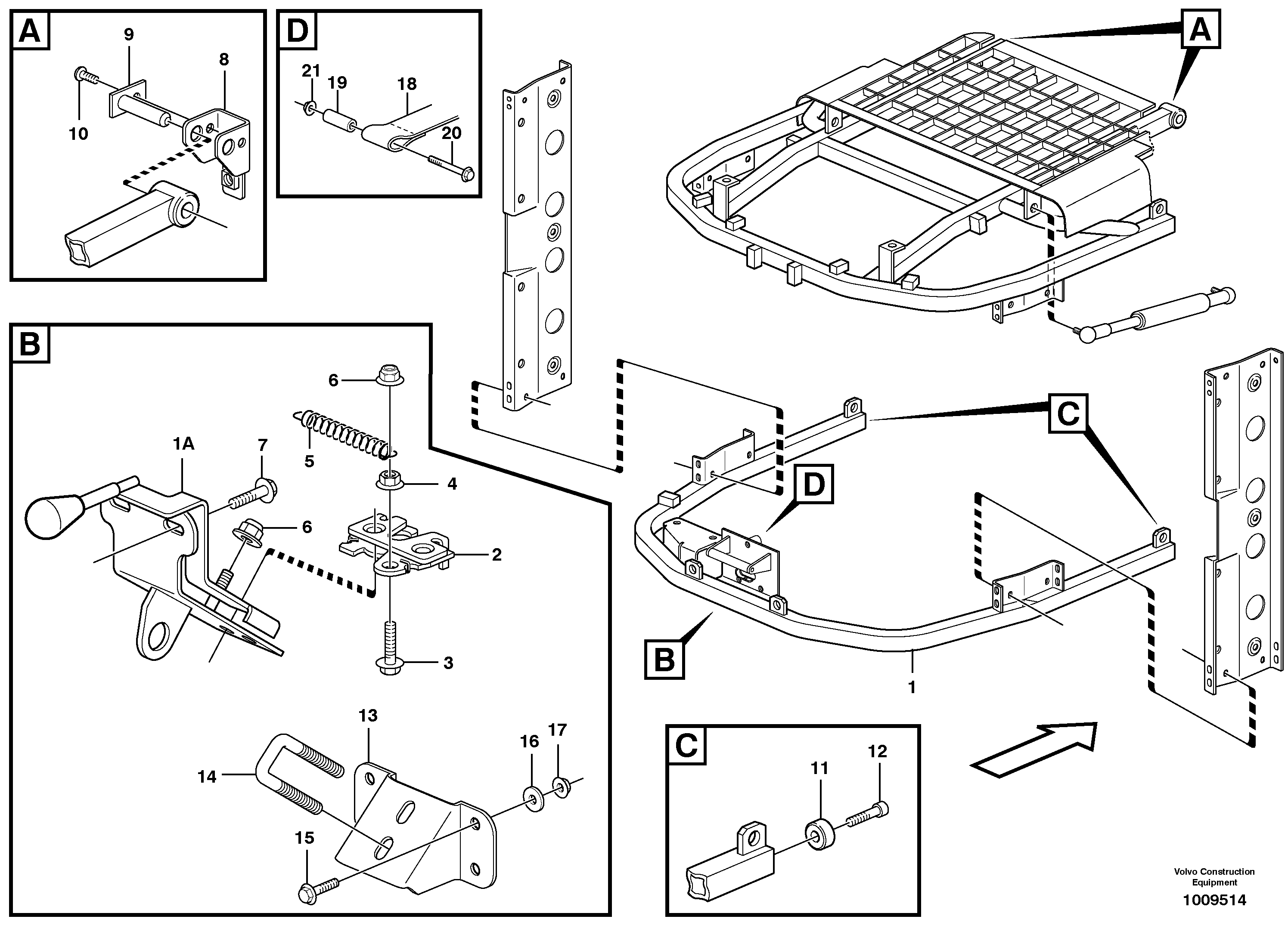 Radiator casing, support  SER NO - 16836, SER NO - 64159  USA — volvo parts diagram