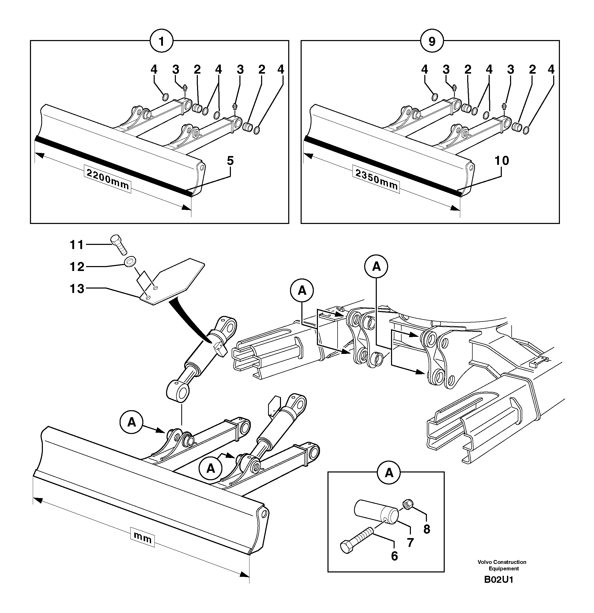 Dozer blade — volvo parts diagram