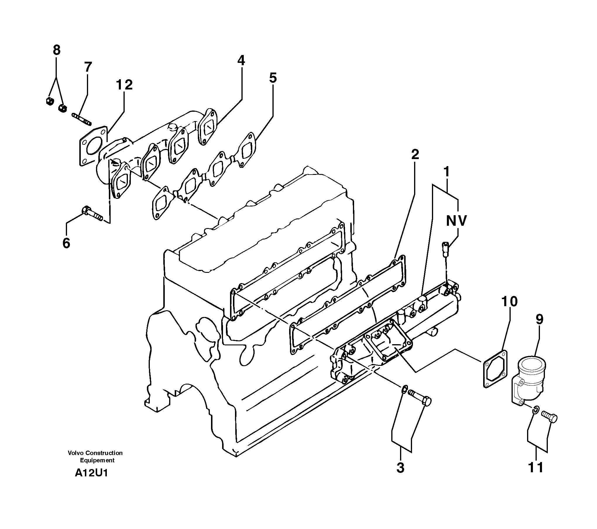 Exhaust manifold / intake — volvo parts diagram