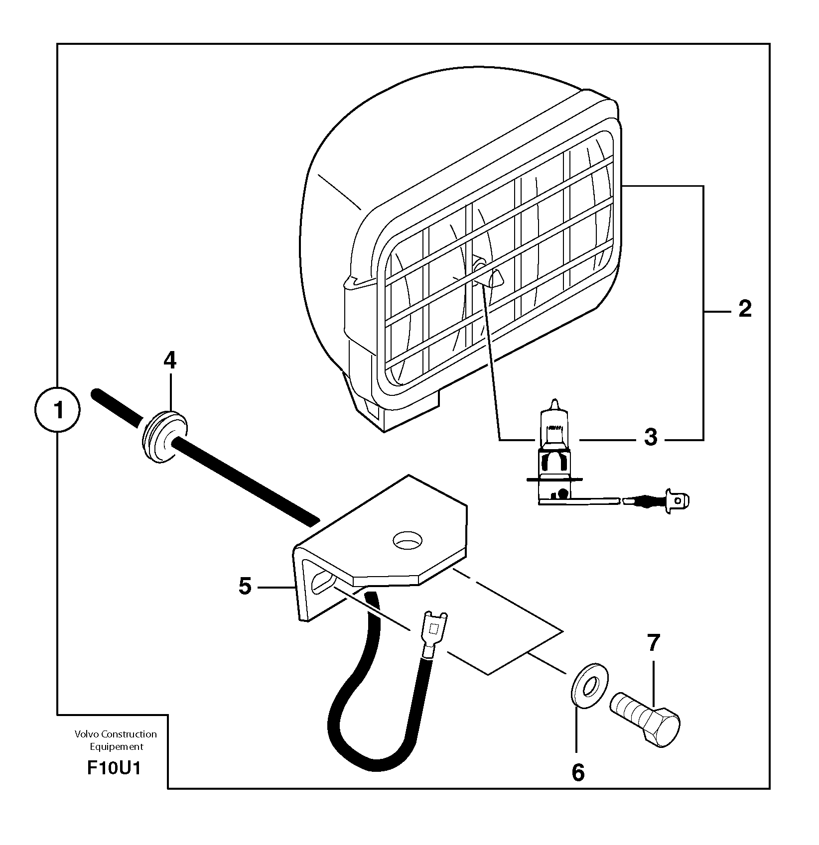 Rear headlight on cab — volvo parts diagram