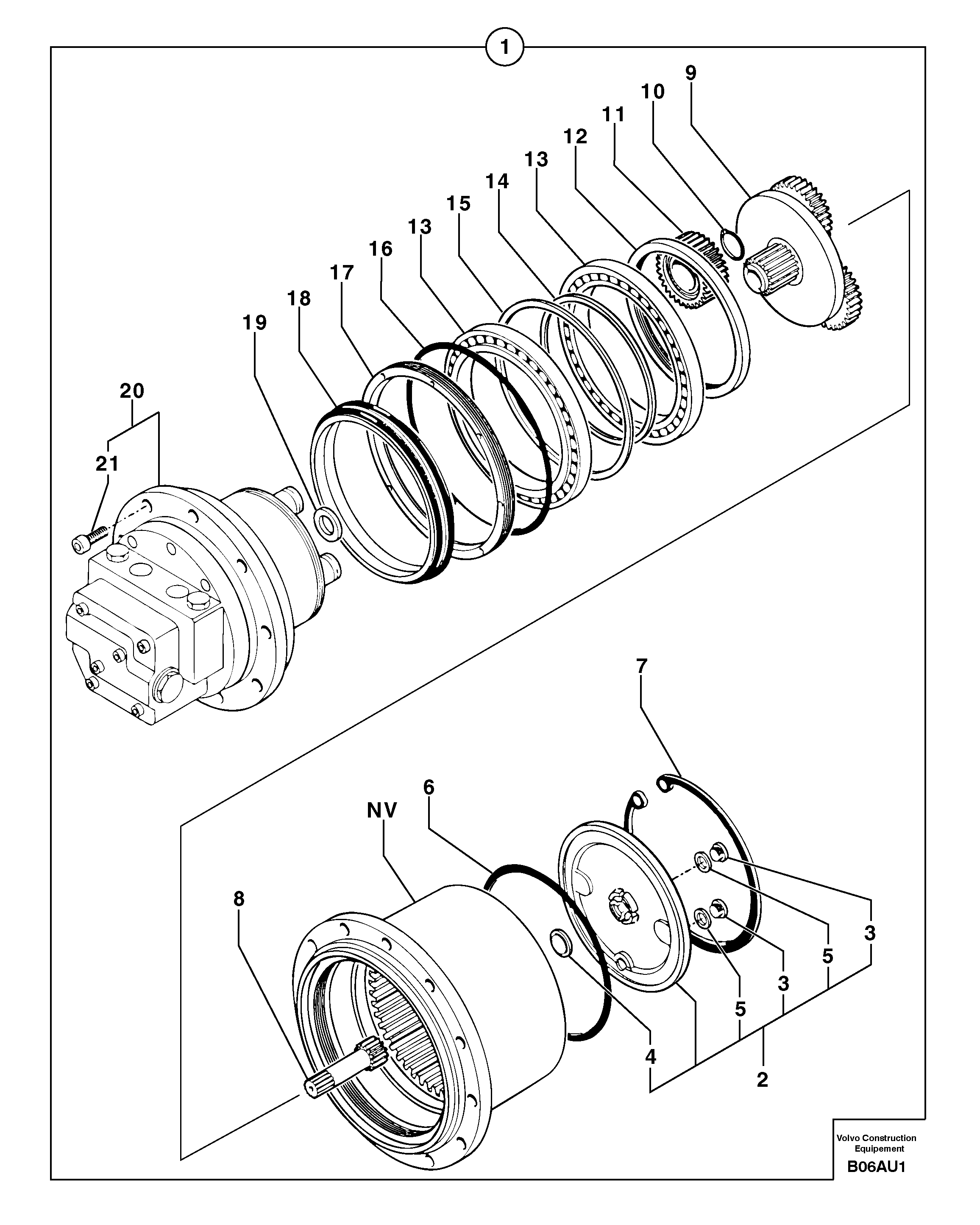 Travelling gear motor assy — volvo parts diagram