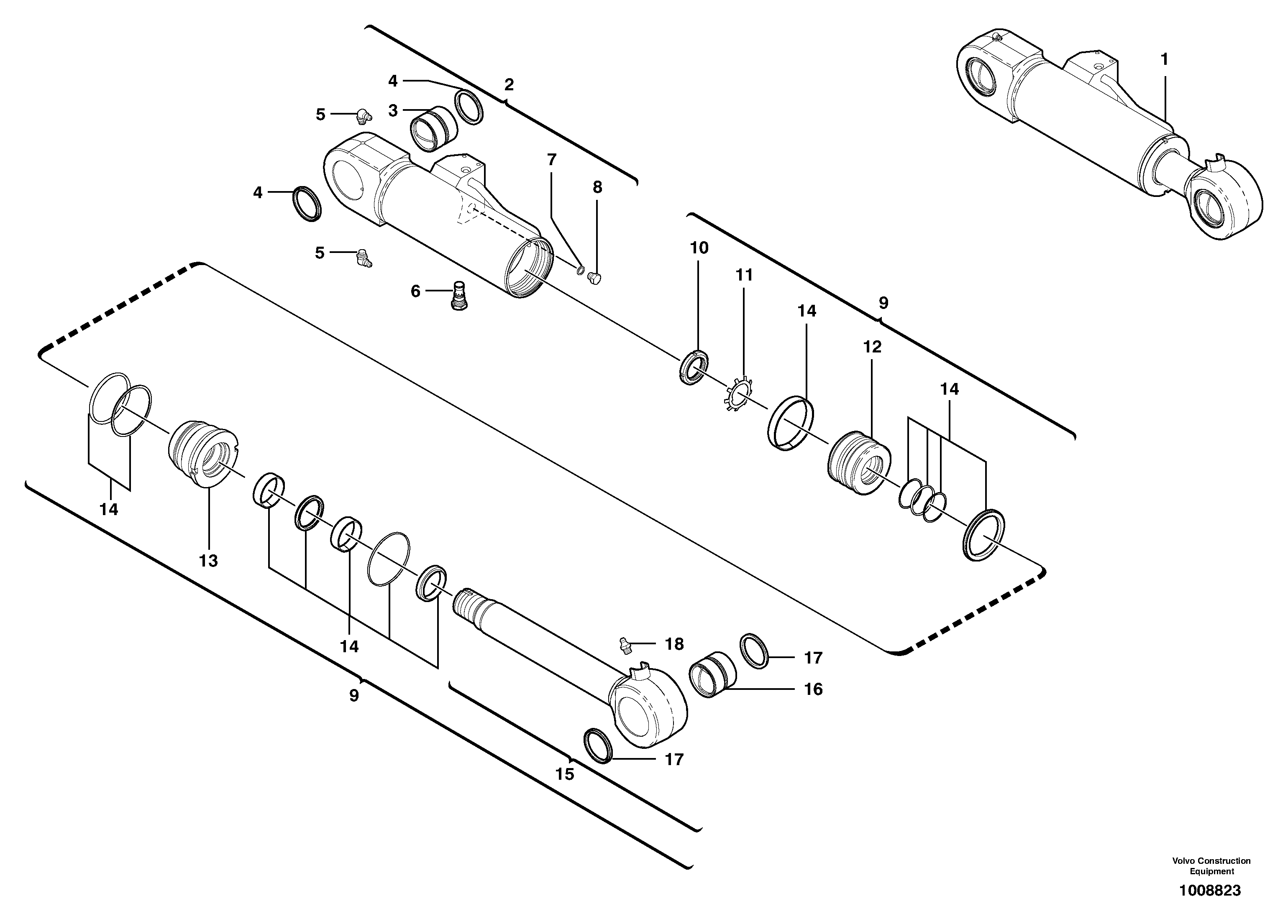 Dozer blade cylinder — volvo parts diagram