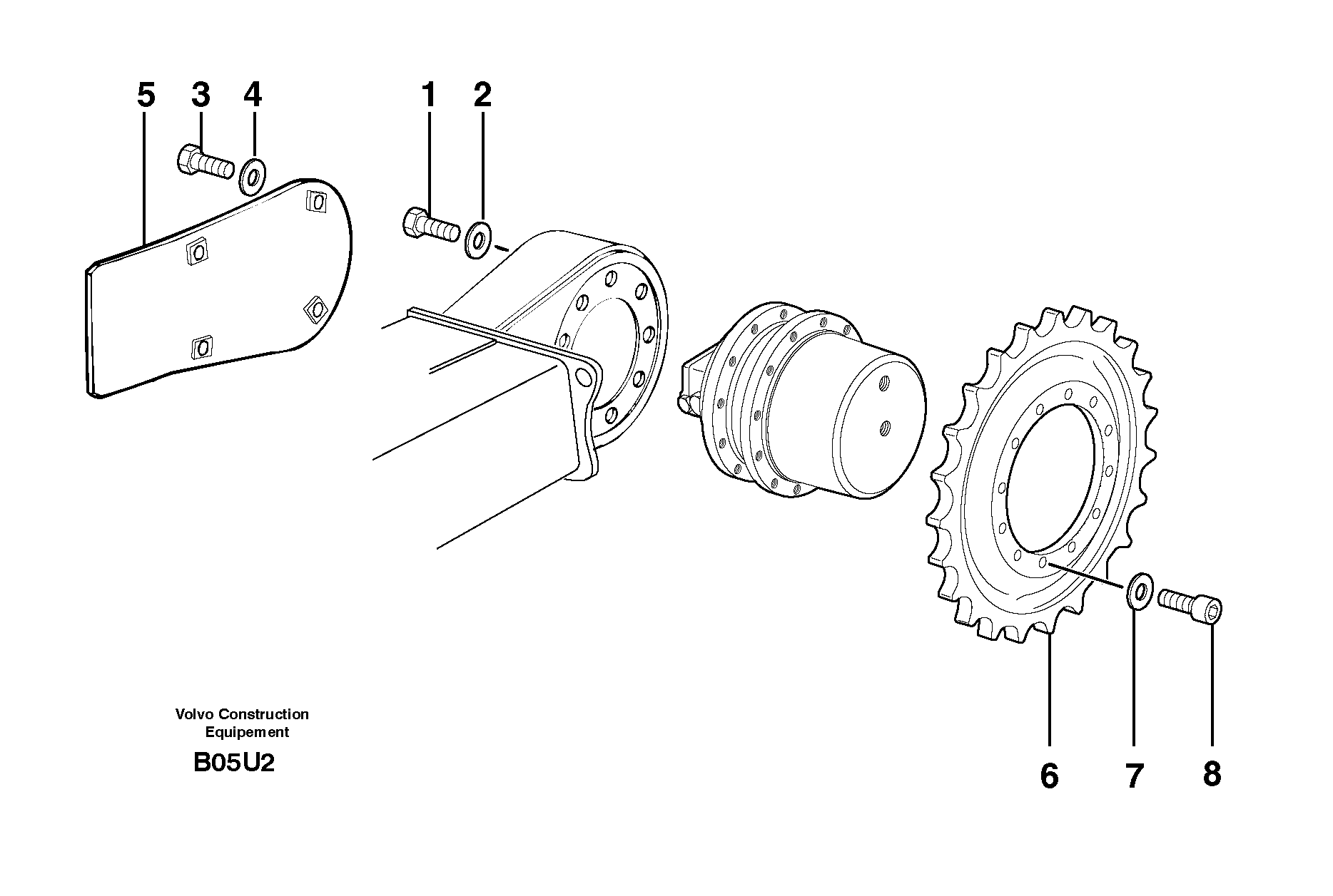 Travelling gear motor assy / sprocket — volvo parts diagram