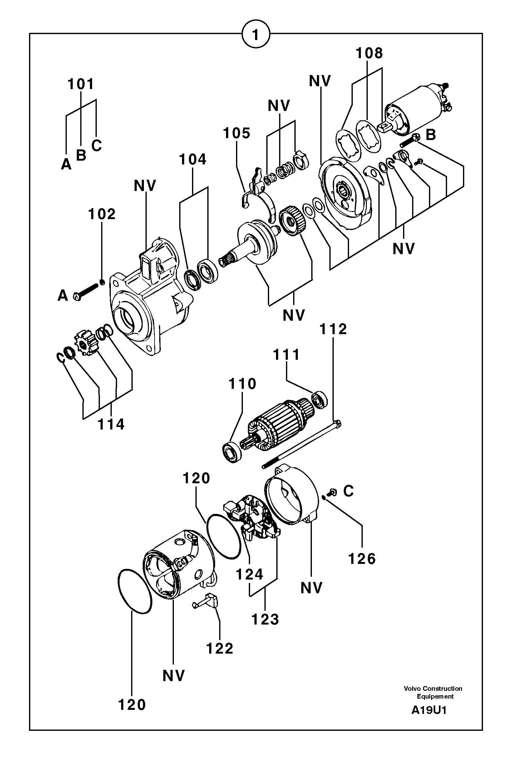 Starter motor 12V - 2,2KW — volvo parts diagram