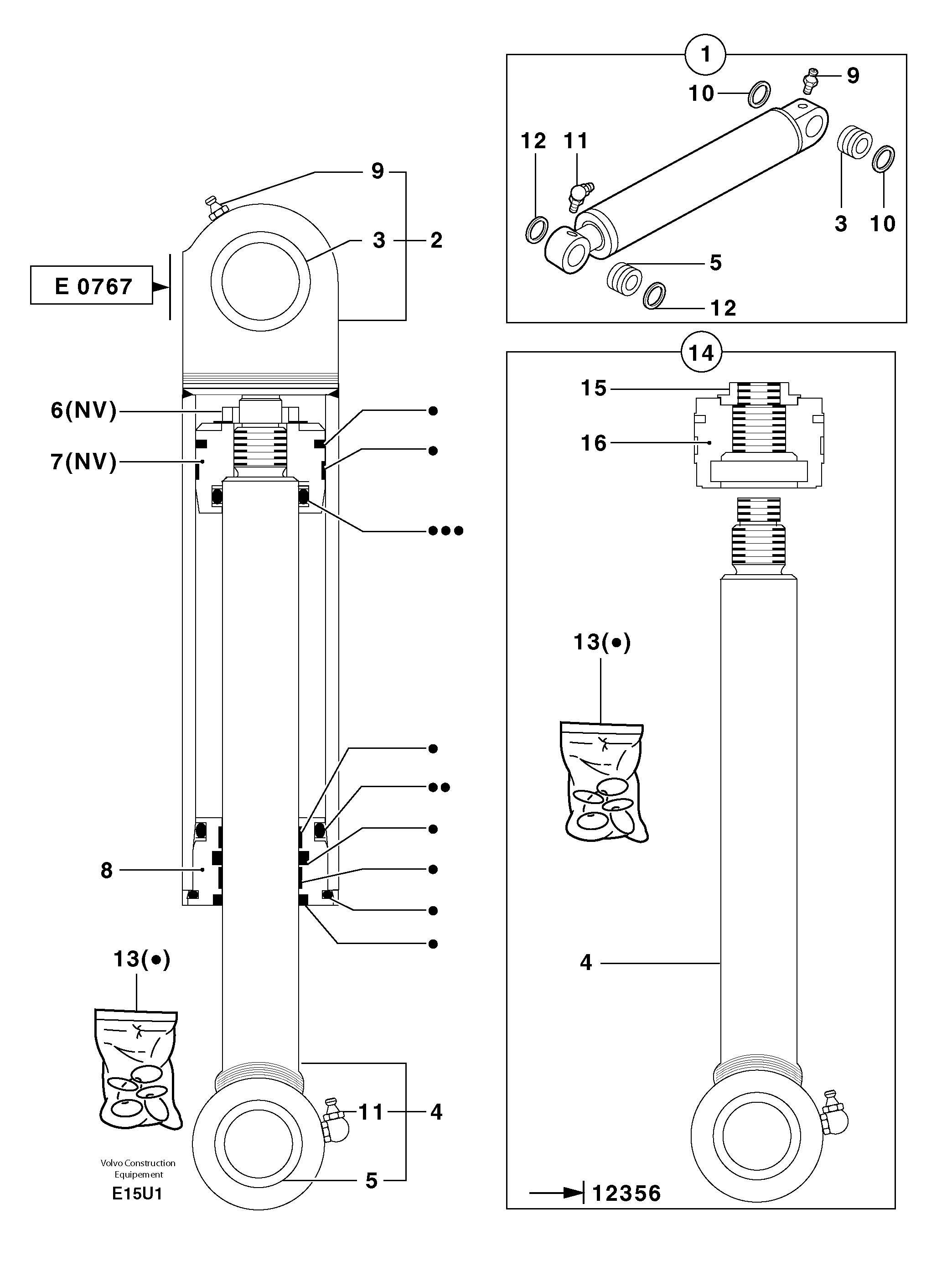 Bucket cylinder — volvo parts diagram