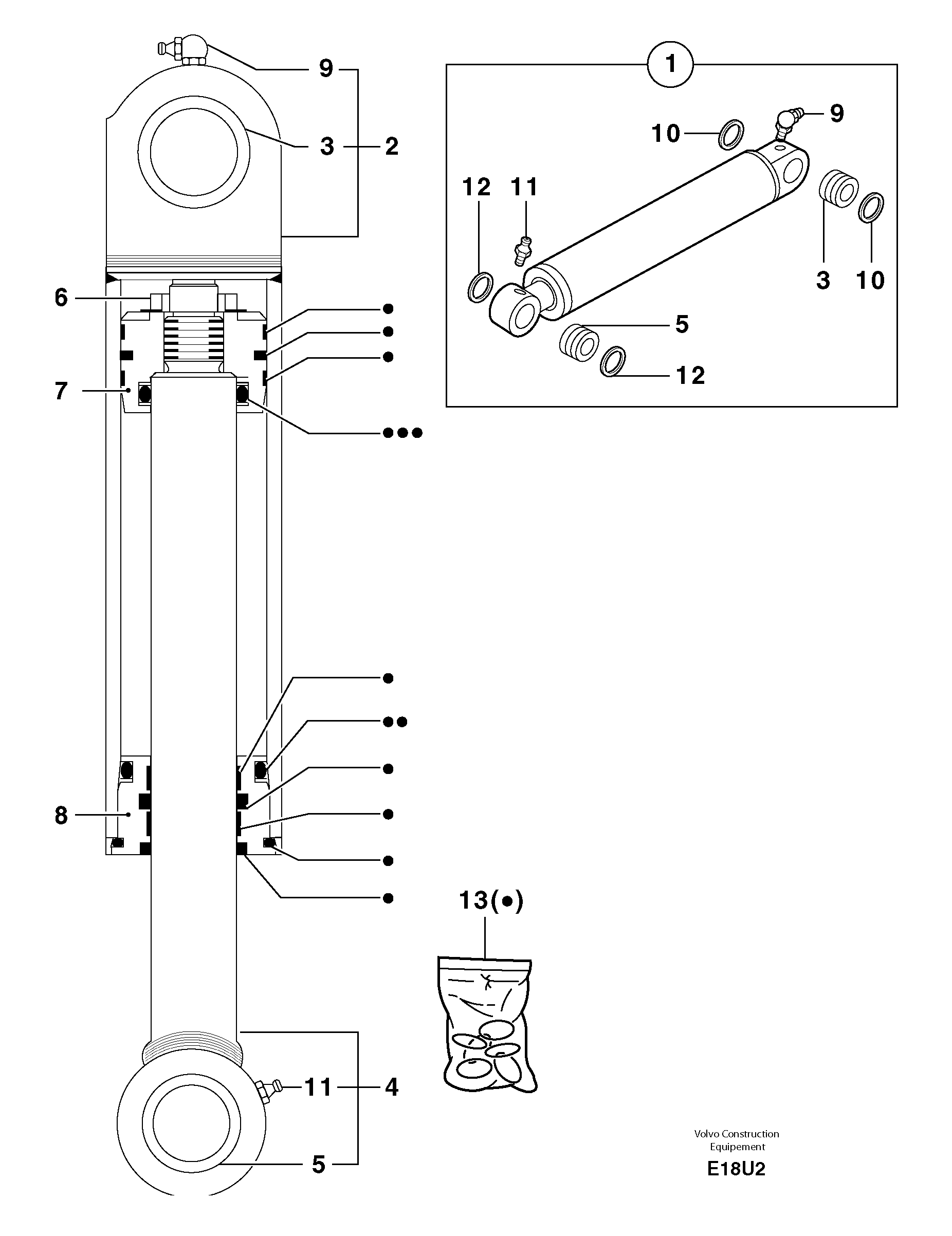 Intermediate boom cylinder — volvo parts diagram