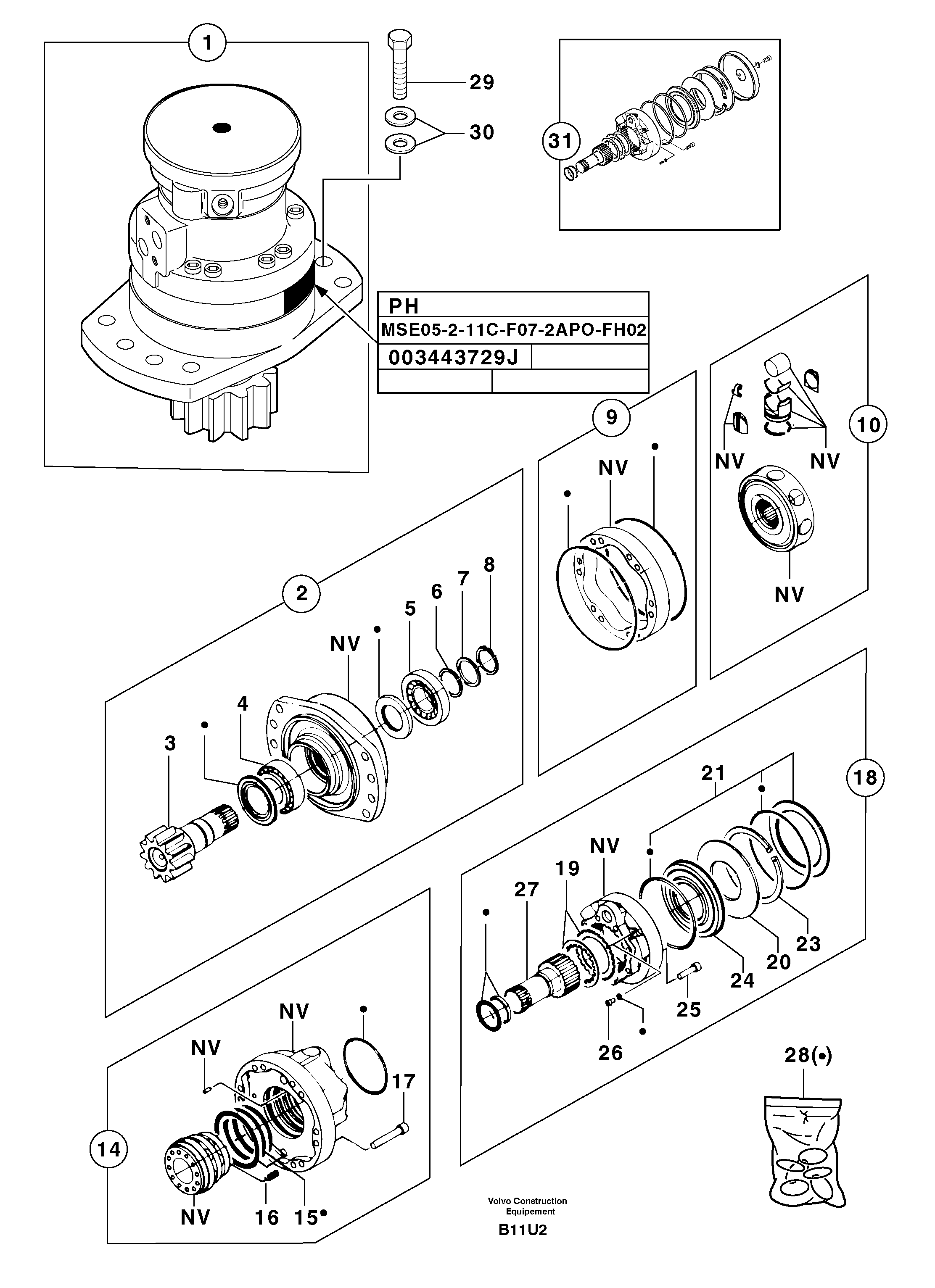 Slewing gear motor — volvo parts diagram