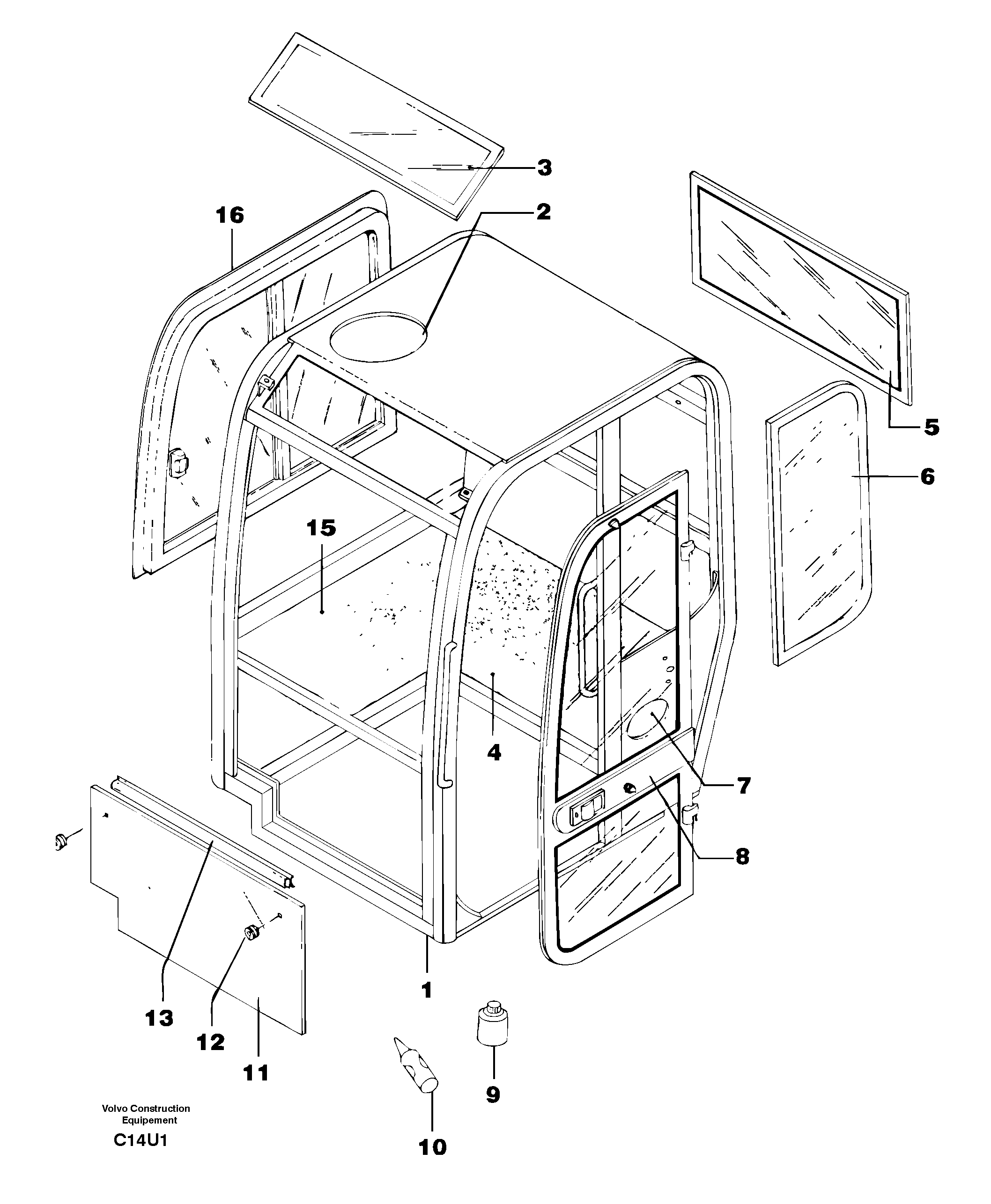 Cab : glass — volvo parts diagram
