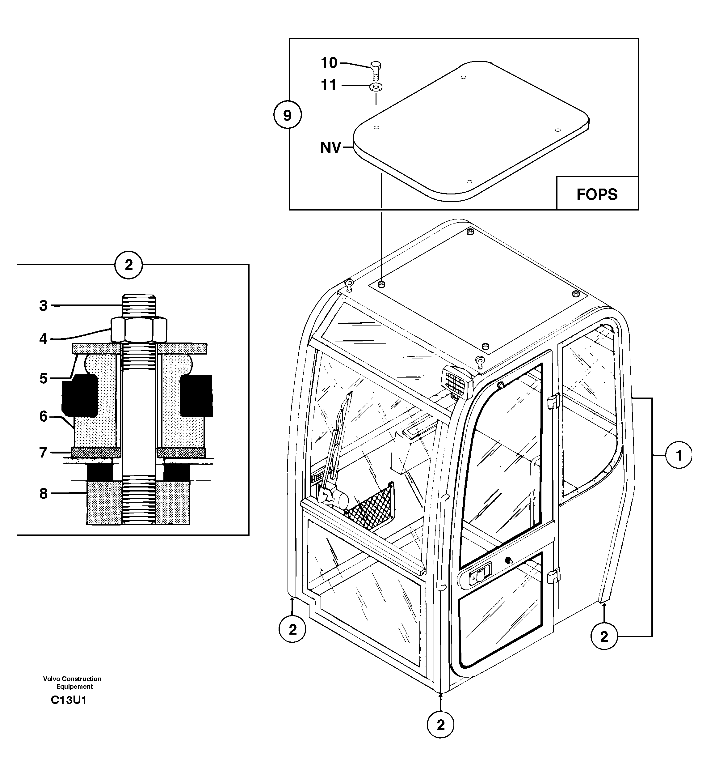 Equipped cabin — volvo parts diagram
