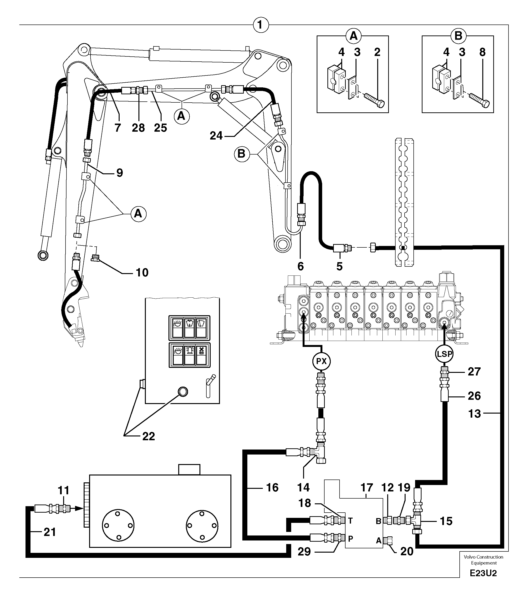 Hydraulic circuit ( snap-action attachment ) — volvo parts diagram