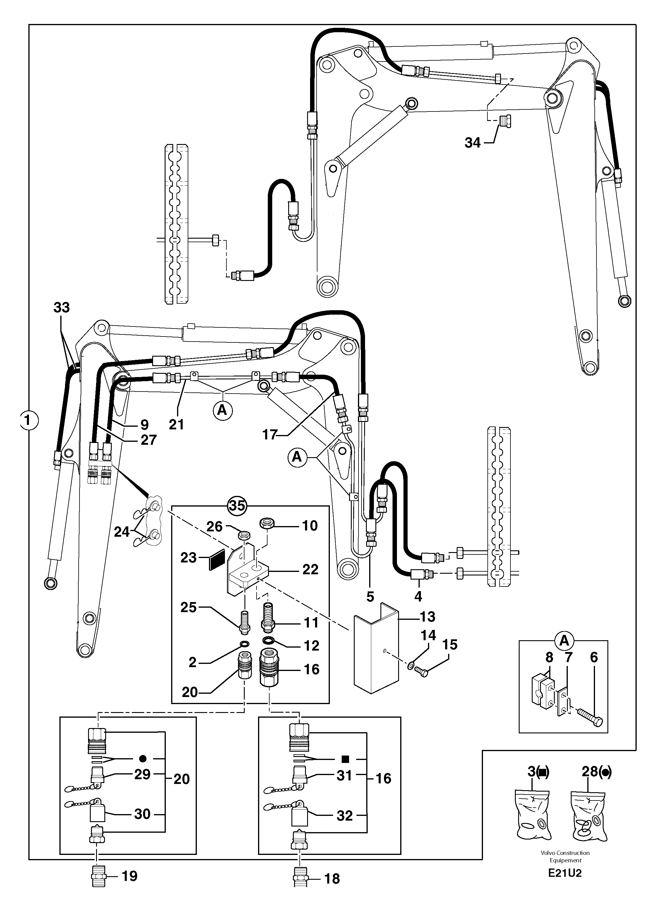 Hydraulic circuit ( accessories - 90 l/min ) — volvo parts diagram