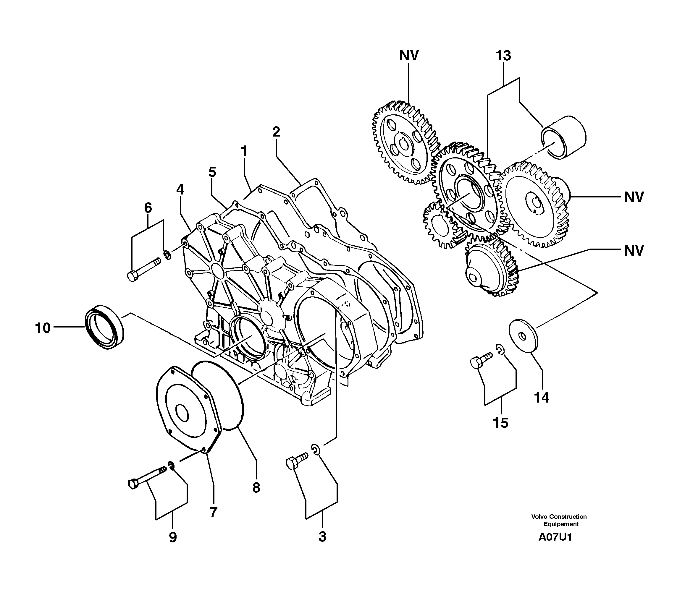 Timing gear casing — volvo parts diagram