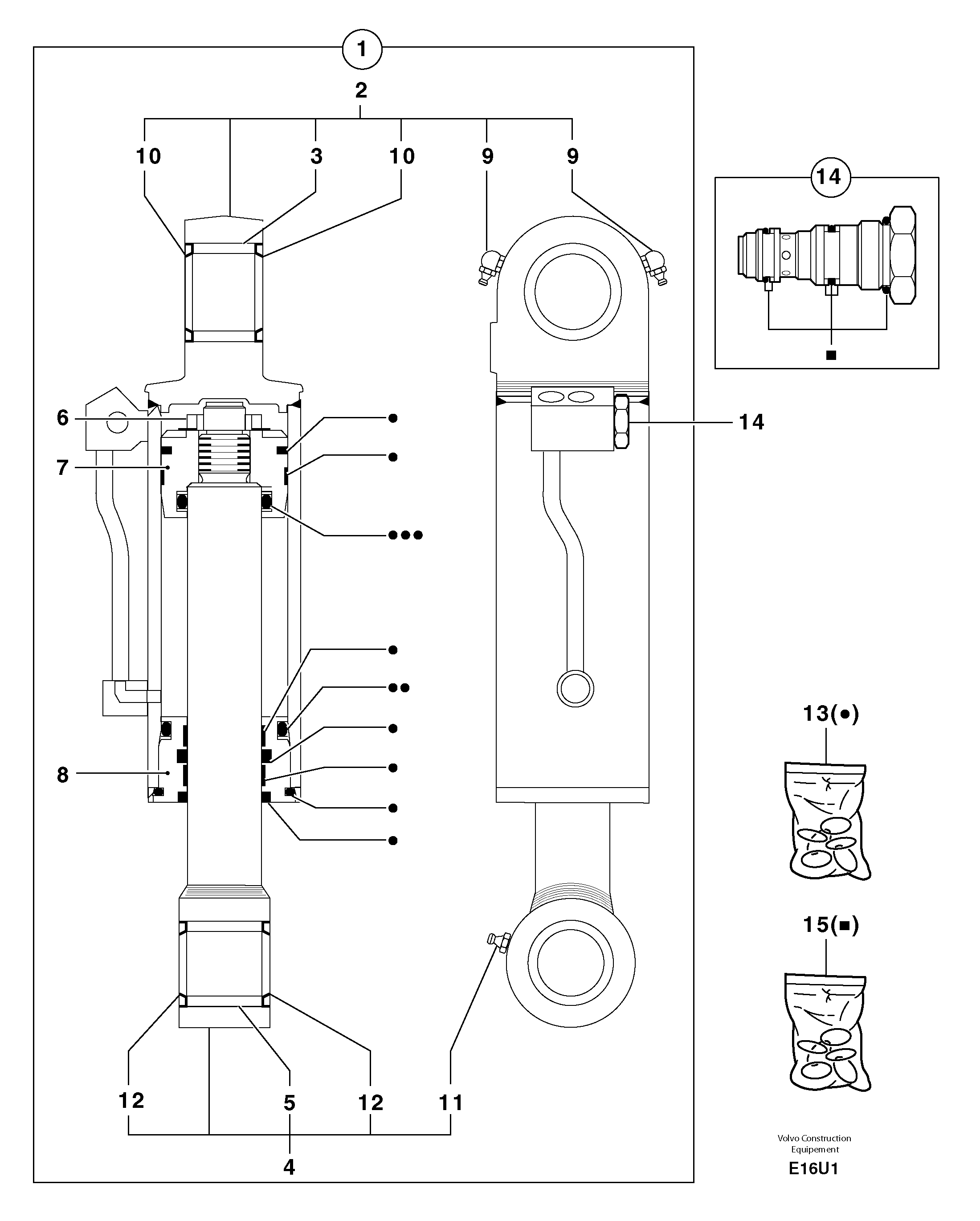Dozer blade cylinder — volvo parts diagram