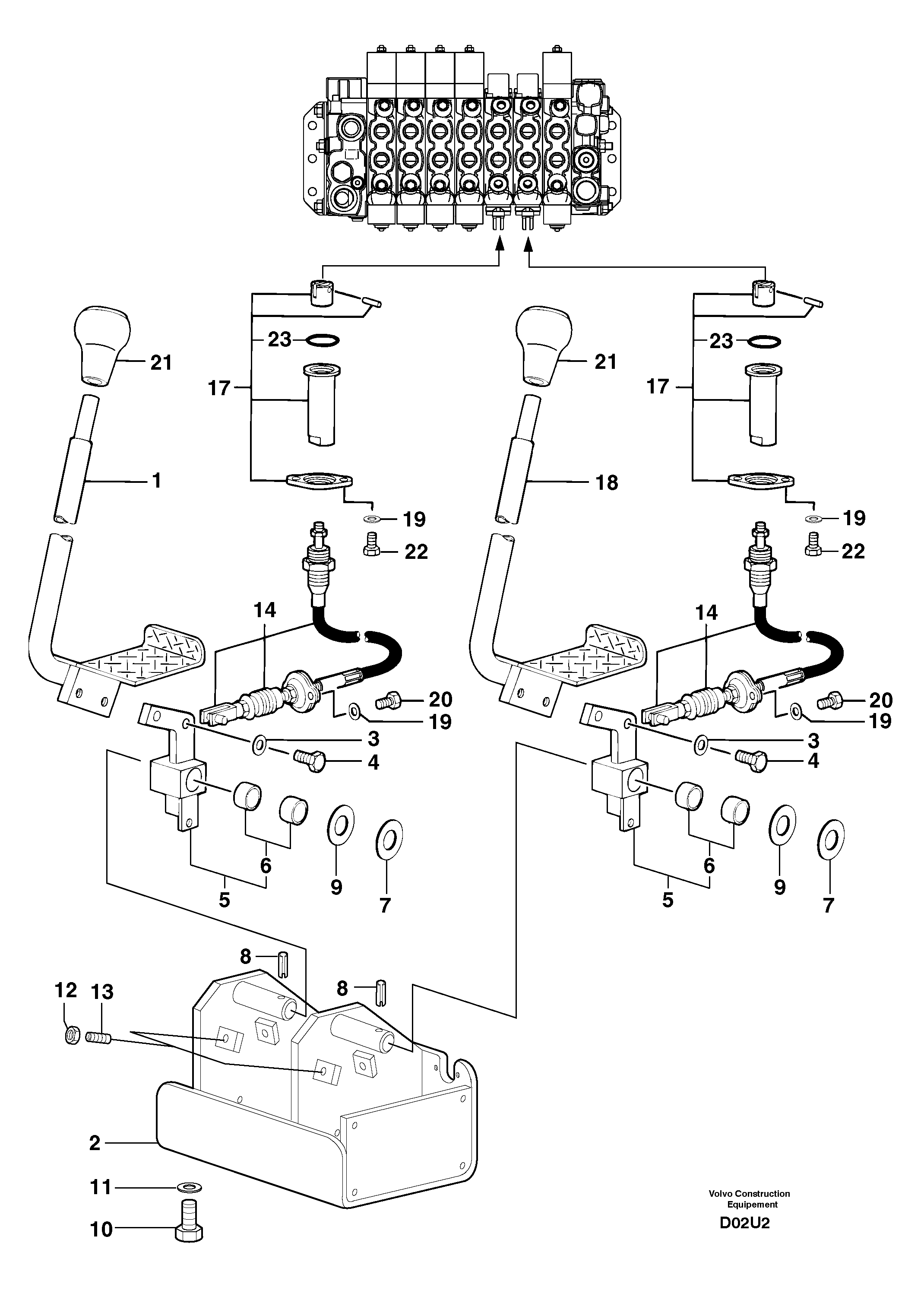 Control levers : travelling — volvo parts diagram