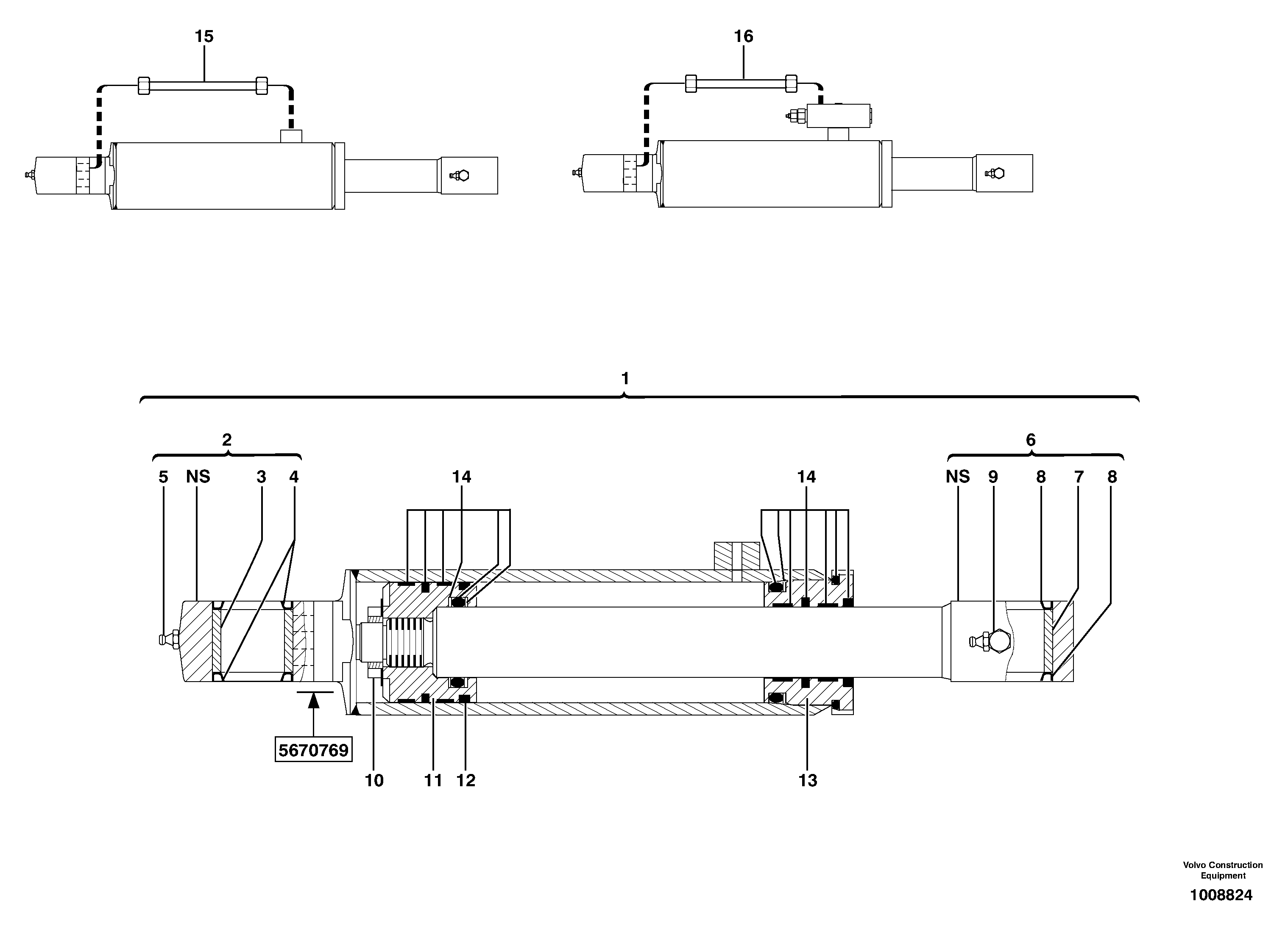 Dipper arm cylinder — volvo parts diagram