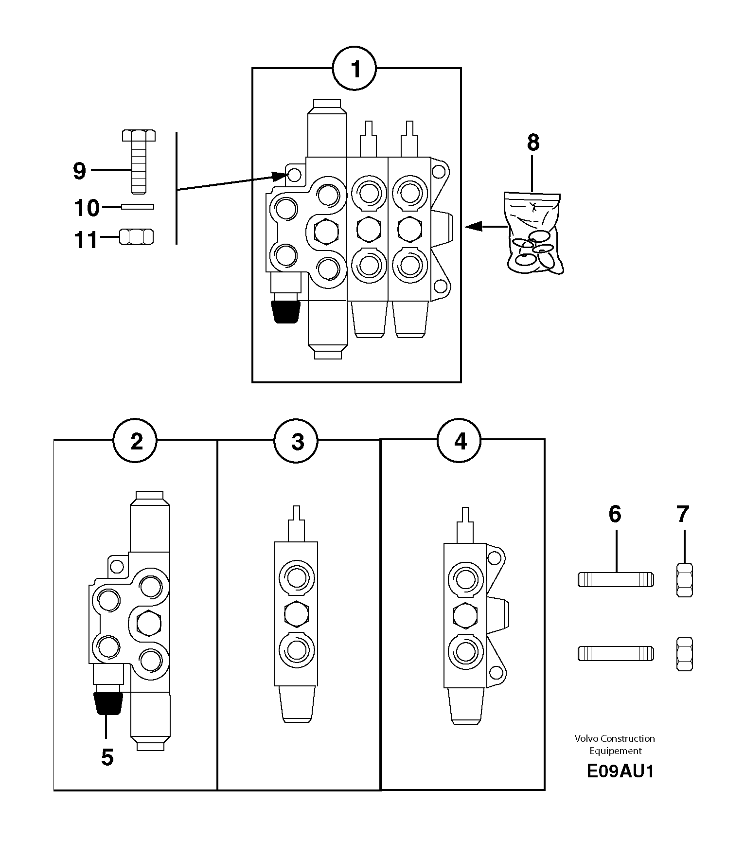 Control valve : 3 spools — volvo parts diagram
