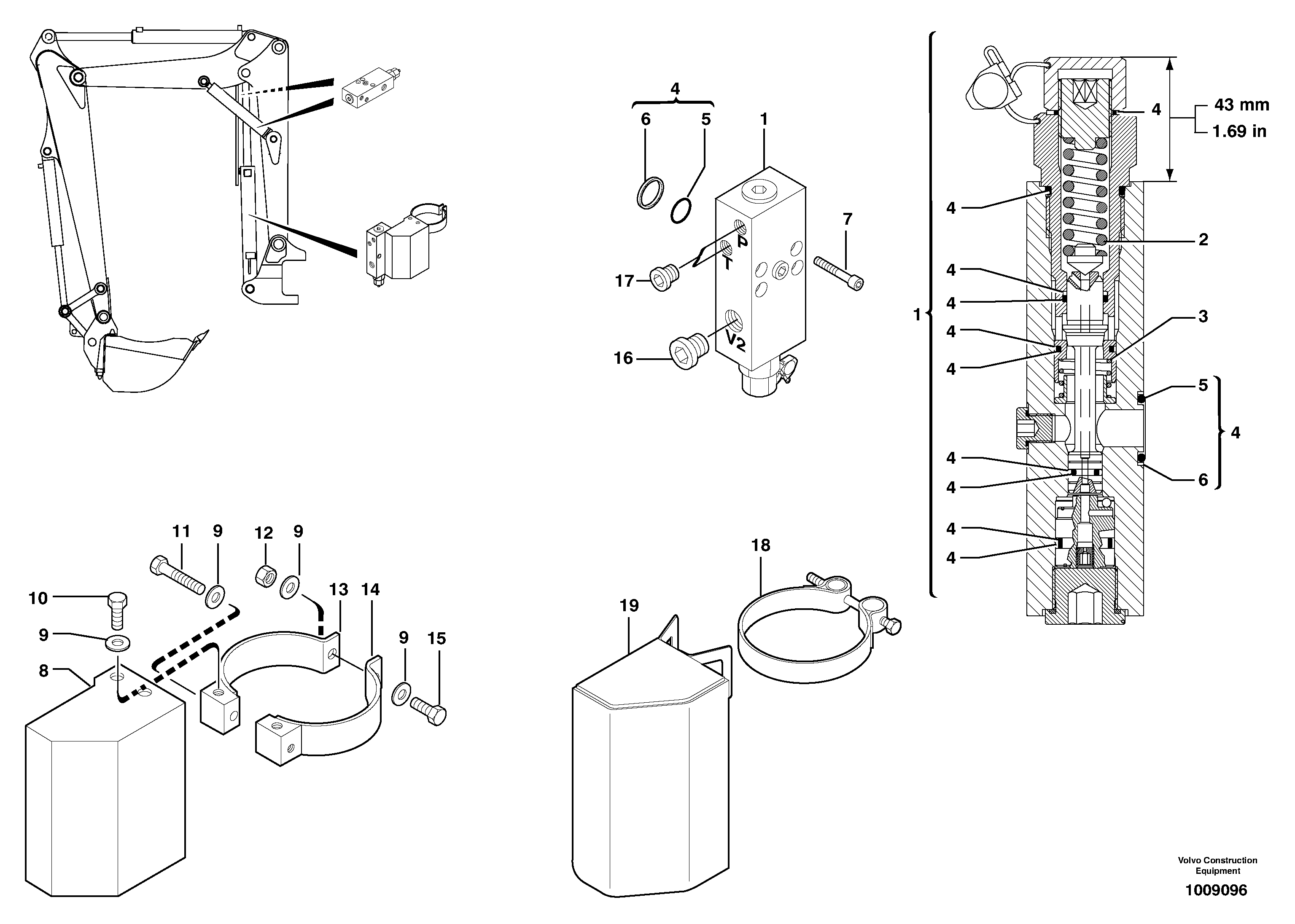 Safety valve (boom cylinder / intermediate boom cylinder) — volvo parts diagram
