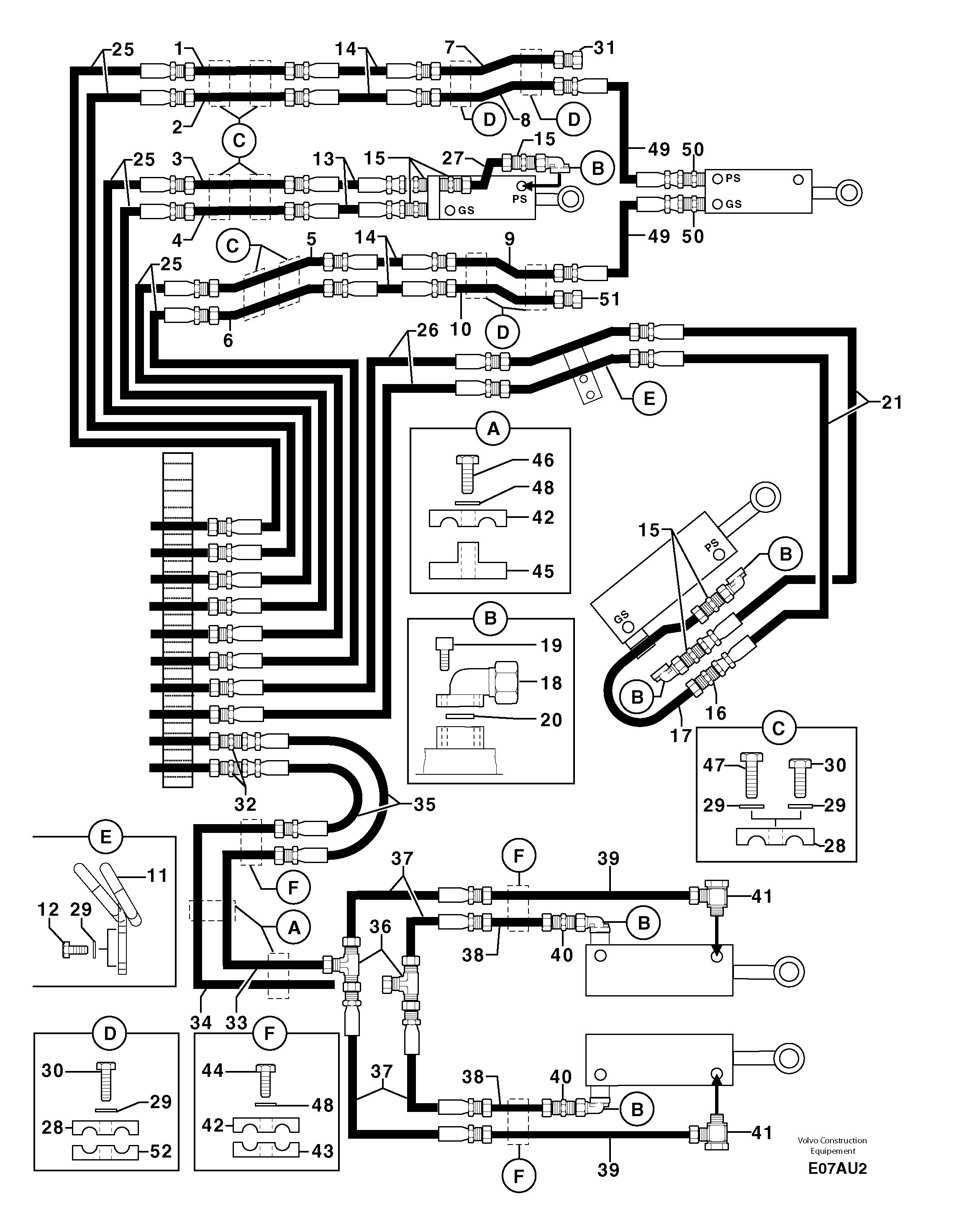 Hydr. circuit ( attachment ) ( continued ) — volvo parts diagram