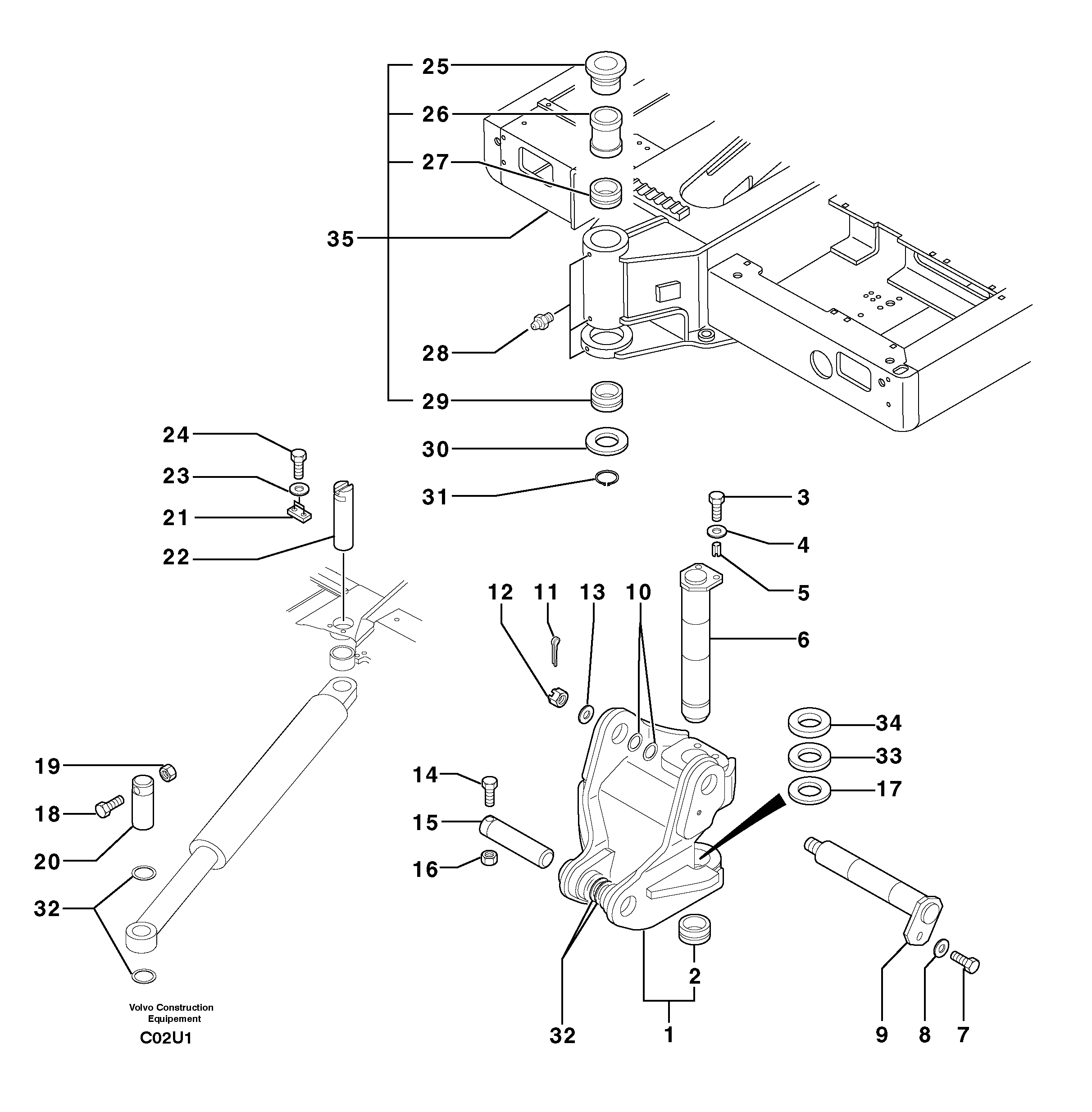 Platform / pivot pin — volvo parts diagram