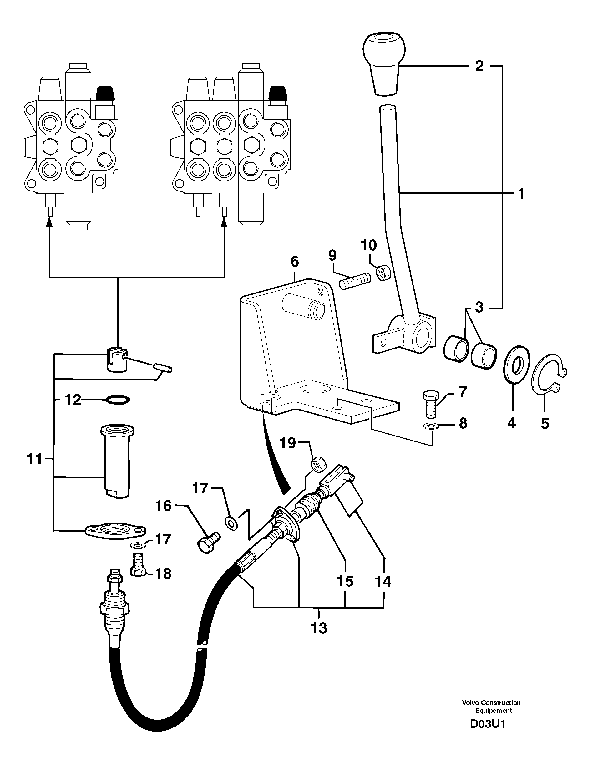 Control lever : dozer blade — volvo parts diagram