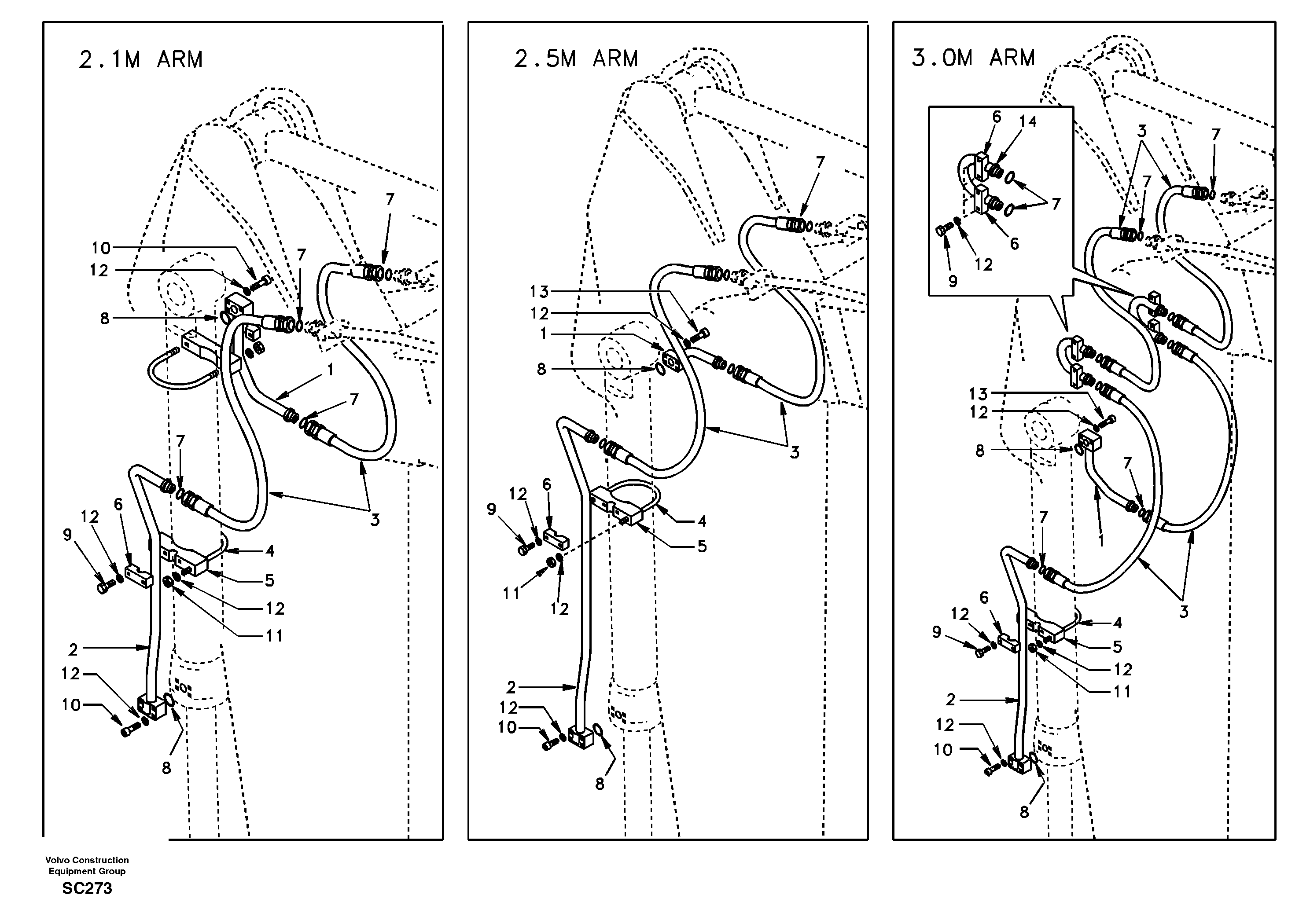 Working hydraulic, dipper arm — volvo parts diagram
