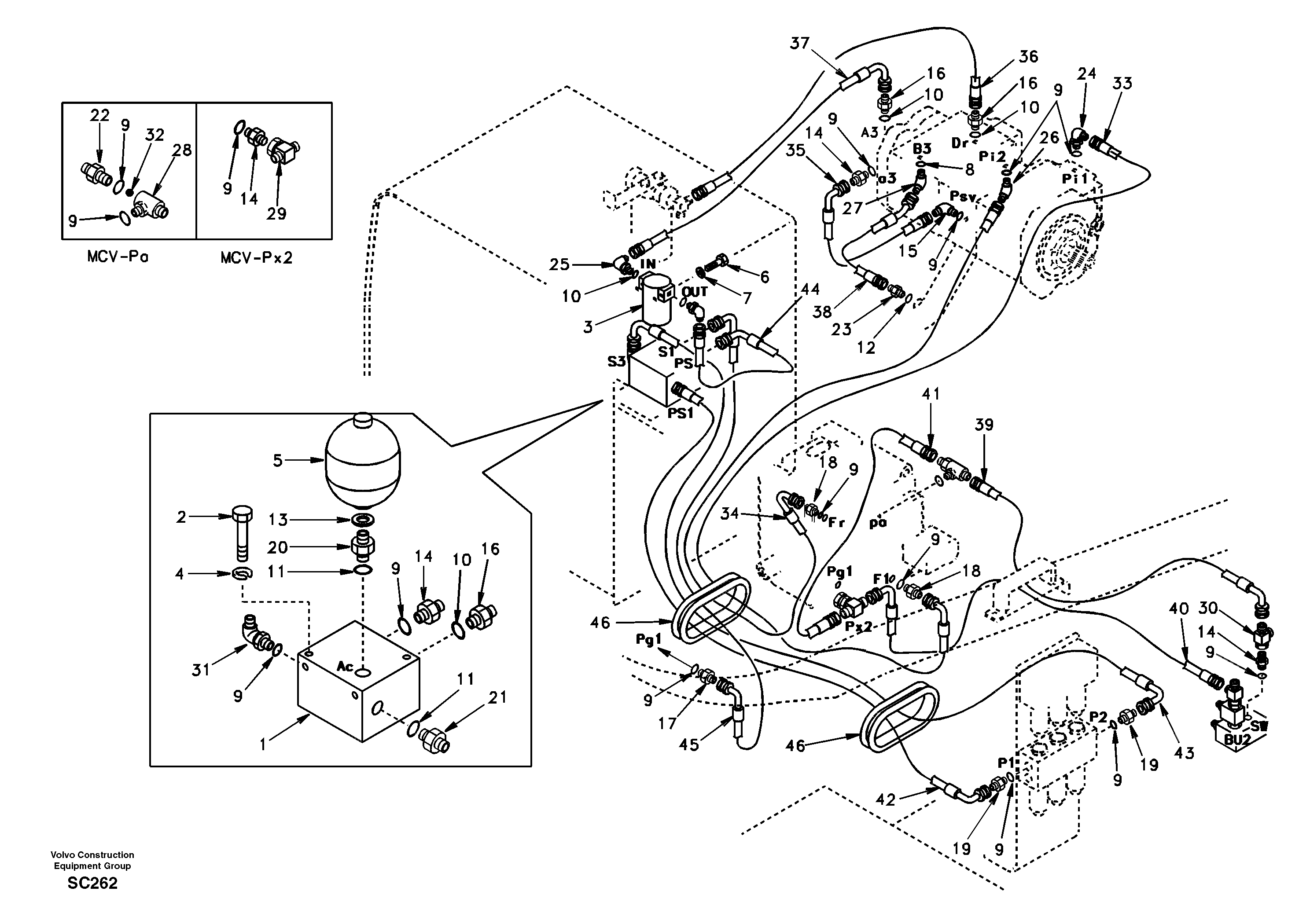 Servo system, pump to control valve — volvo parts diagram