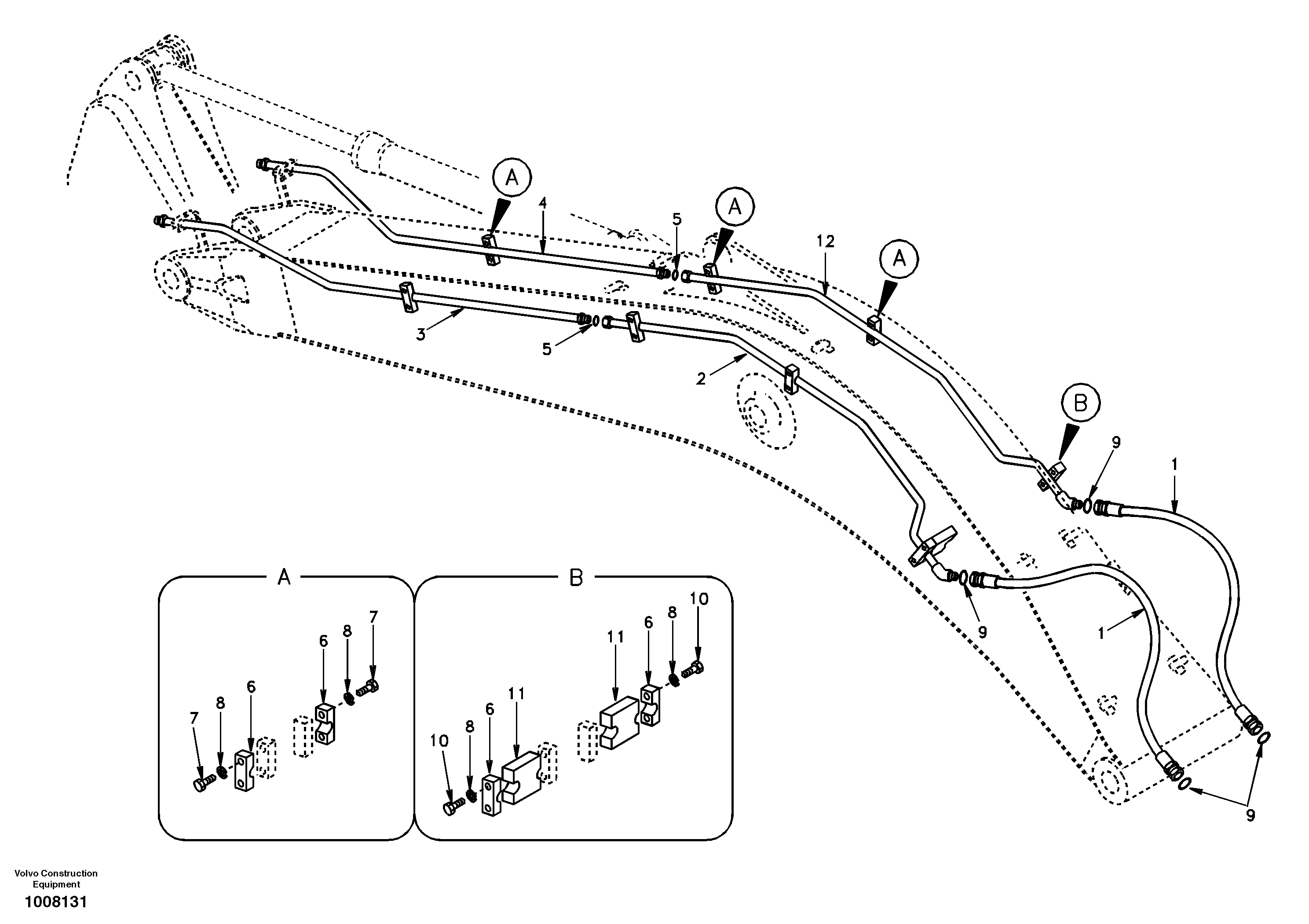 Working hydraulic, hammer and shear for boom — volvo parts diagram