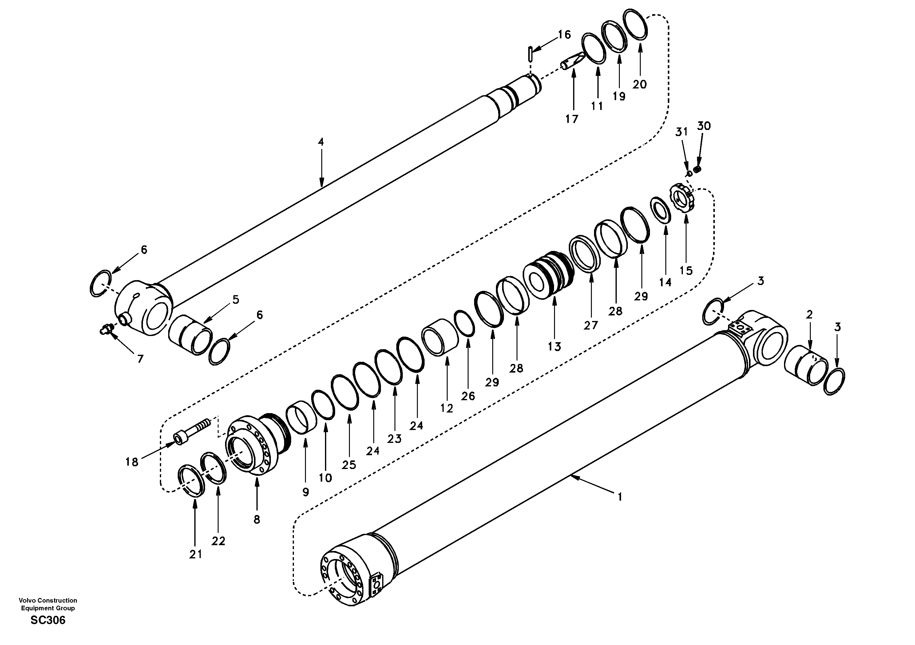 Dipper arm cylinder — volvo parts diagram