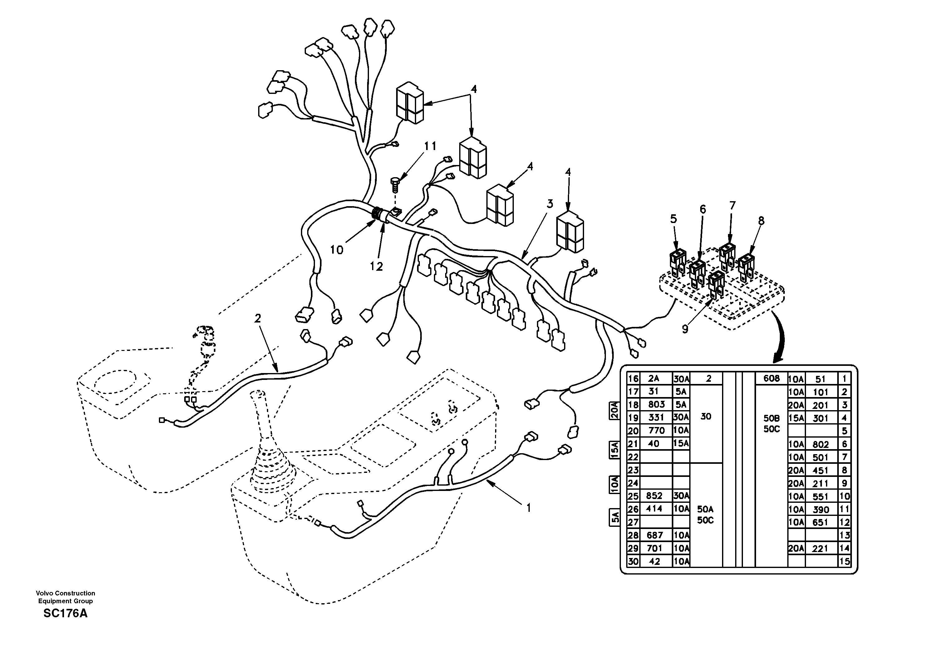 Cable and wire harness, instrument panel — volvo parts diagram