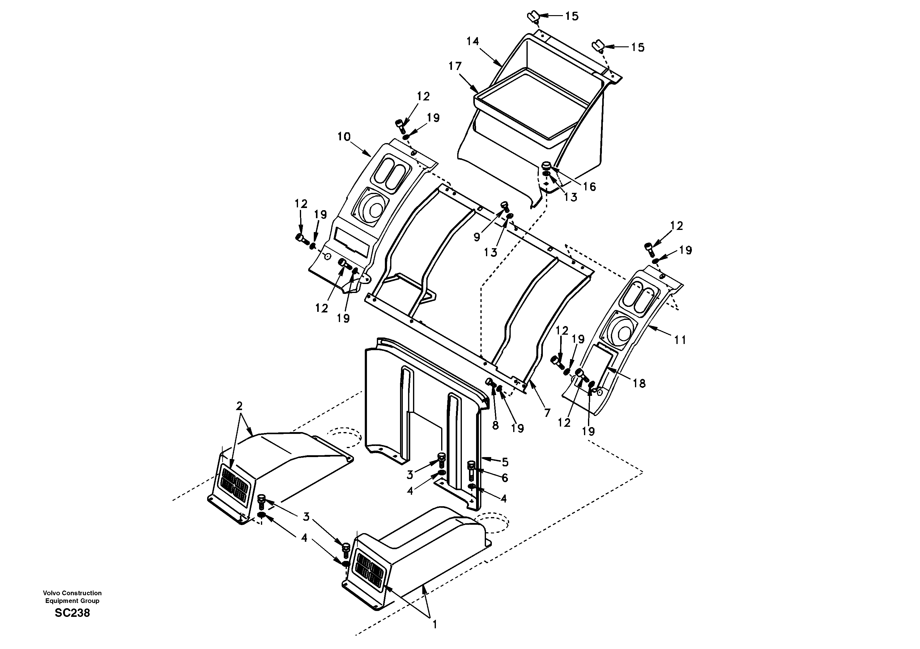 Instrument panel, radio panel — volvo parts diagram