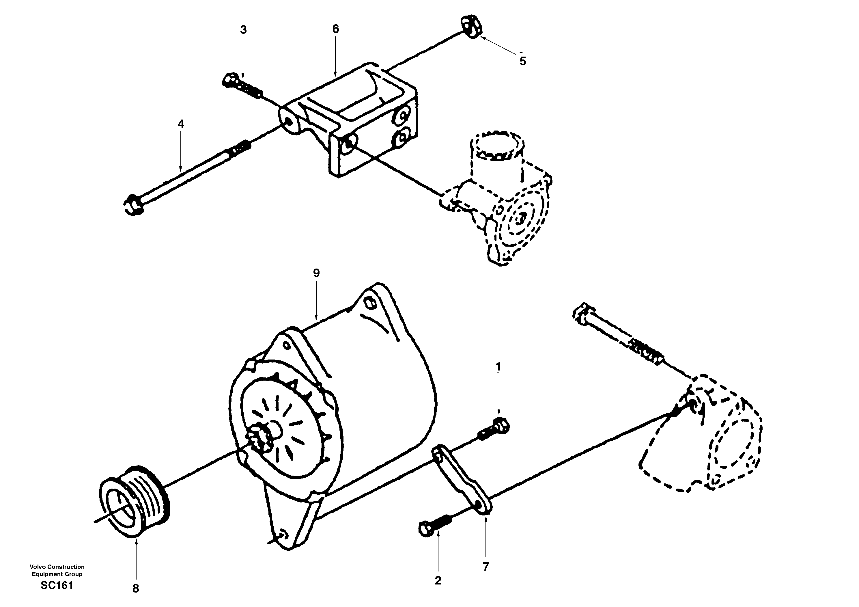 Alternator with assembling details — volvo parts diagram