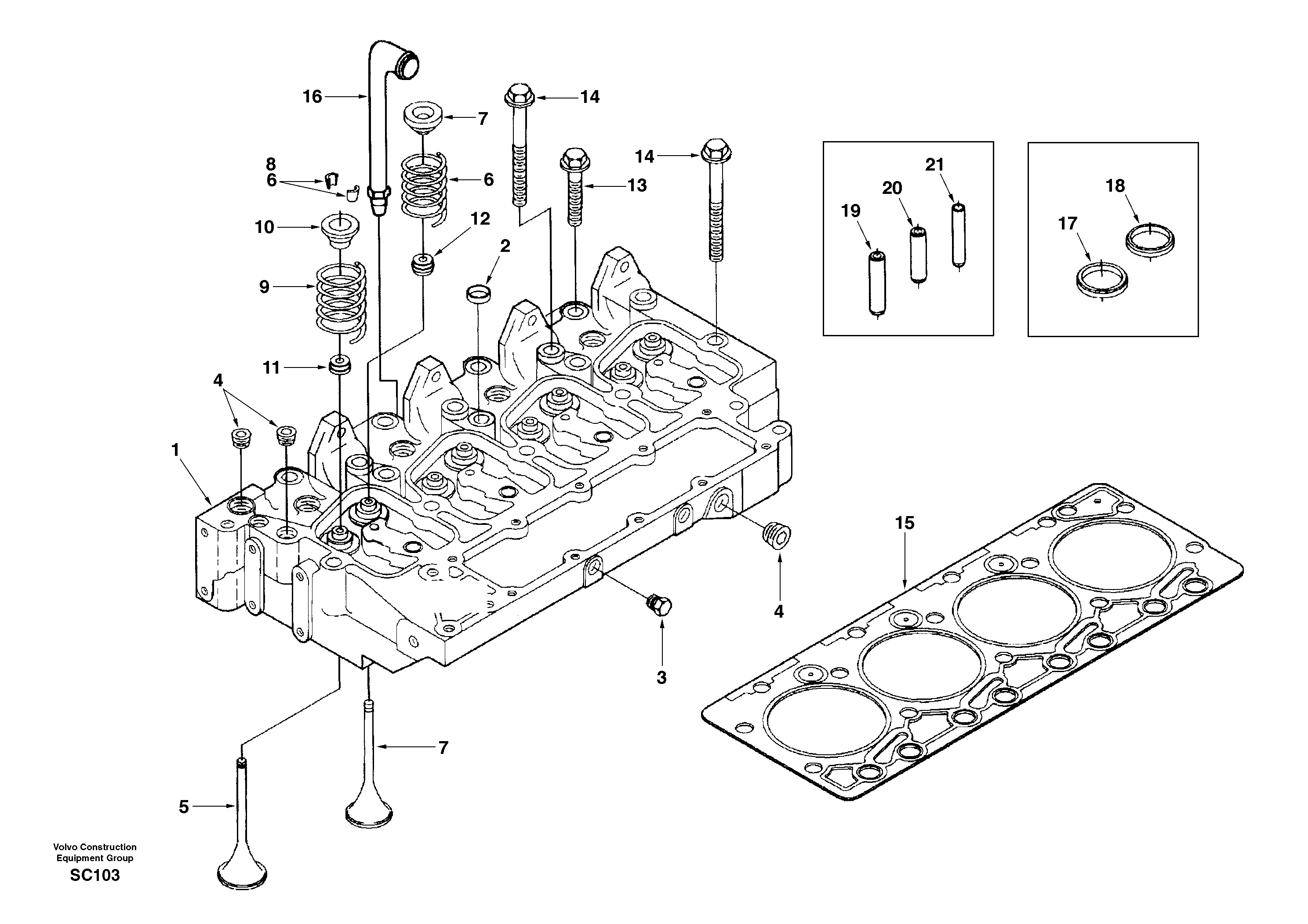 Cylinder head — volvo parts diagram