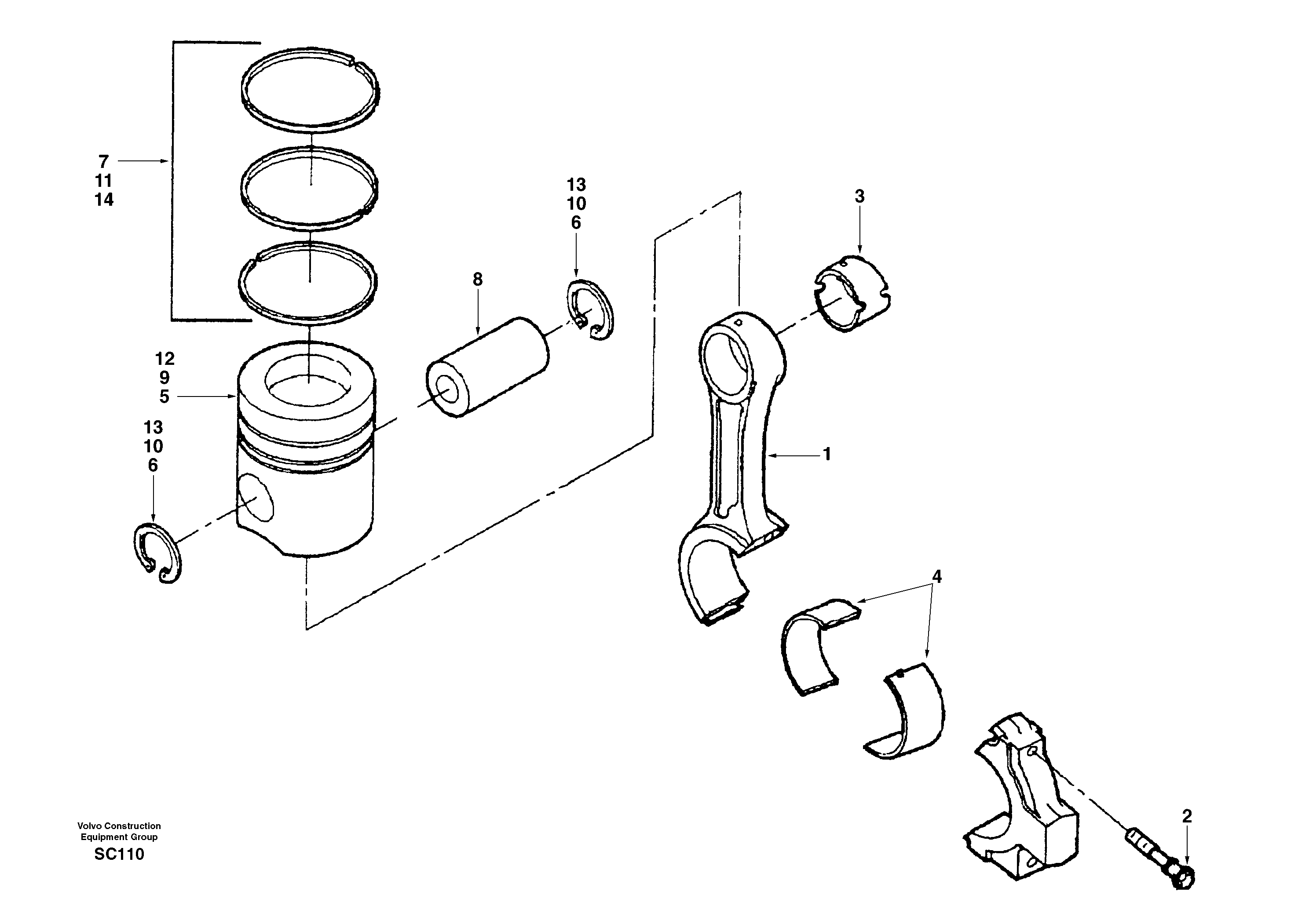 Connecting rod and piston — volvo parts diagram