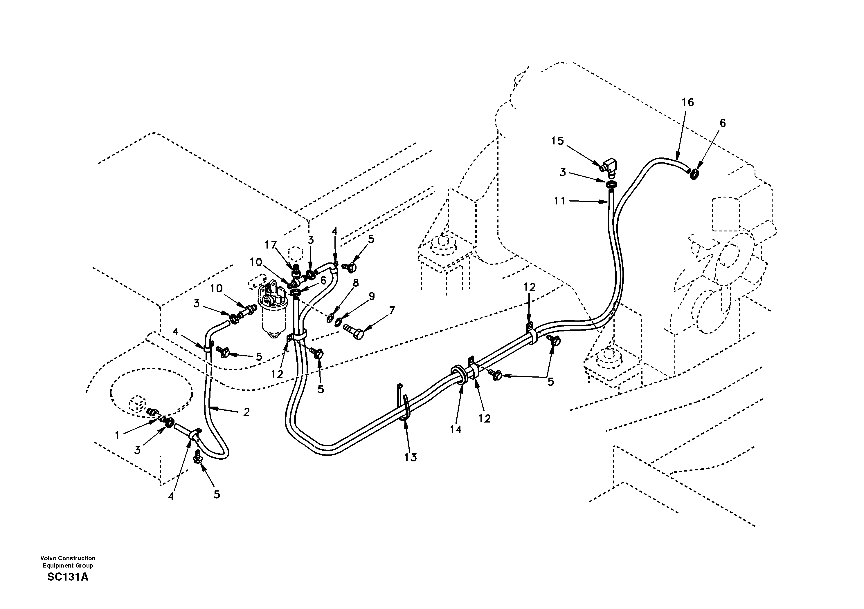 Fuel pipe - Fuel tank — volvo parts diagram