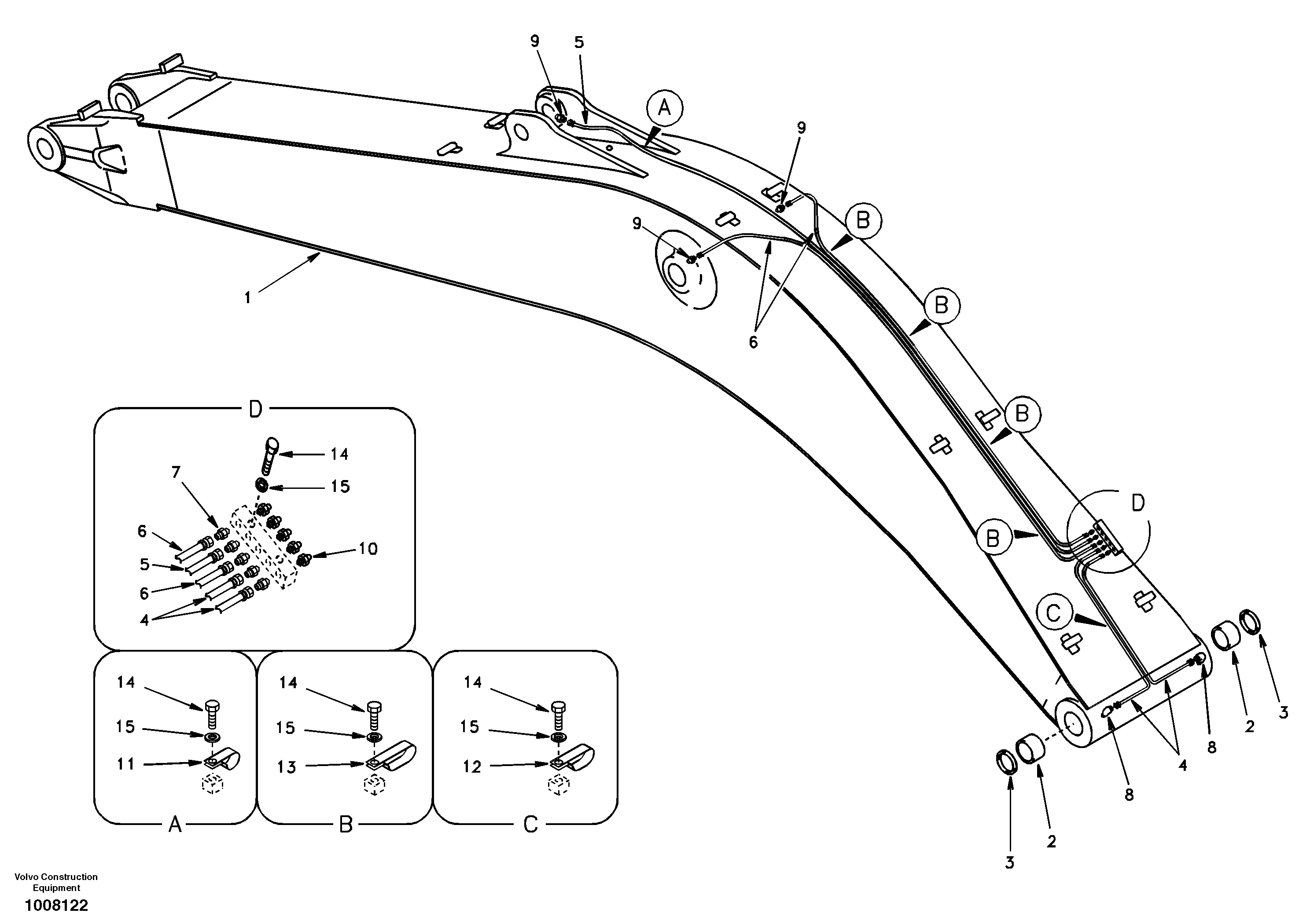 Boom and grease piping, mono — volvo parts diagram