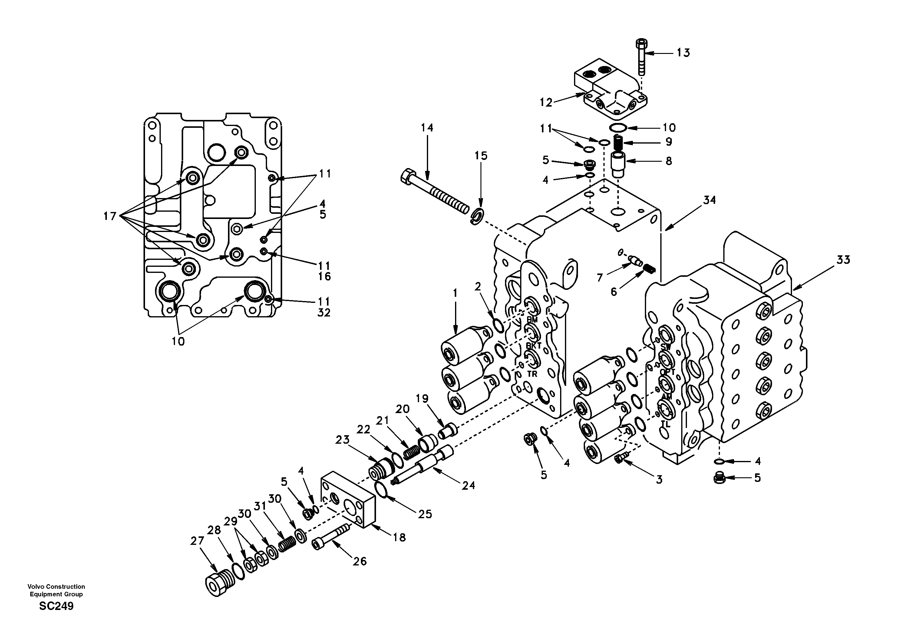 Control valve with fitting parts. — volvo parts diagram