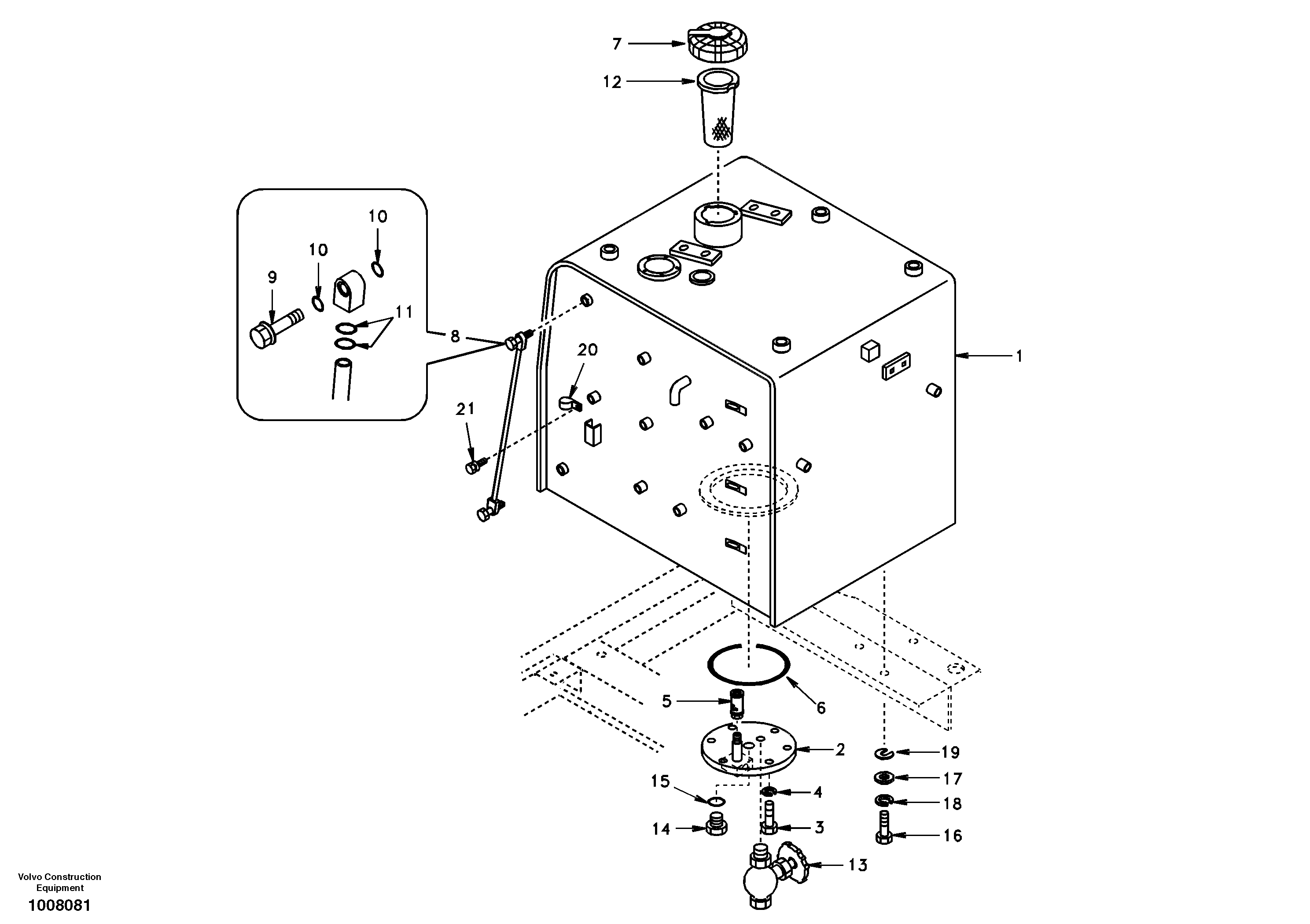 Fuel tank with fitting parts — volvo parts diagram