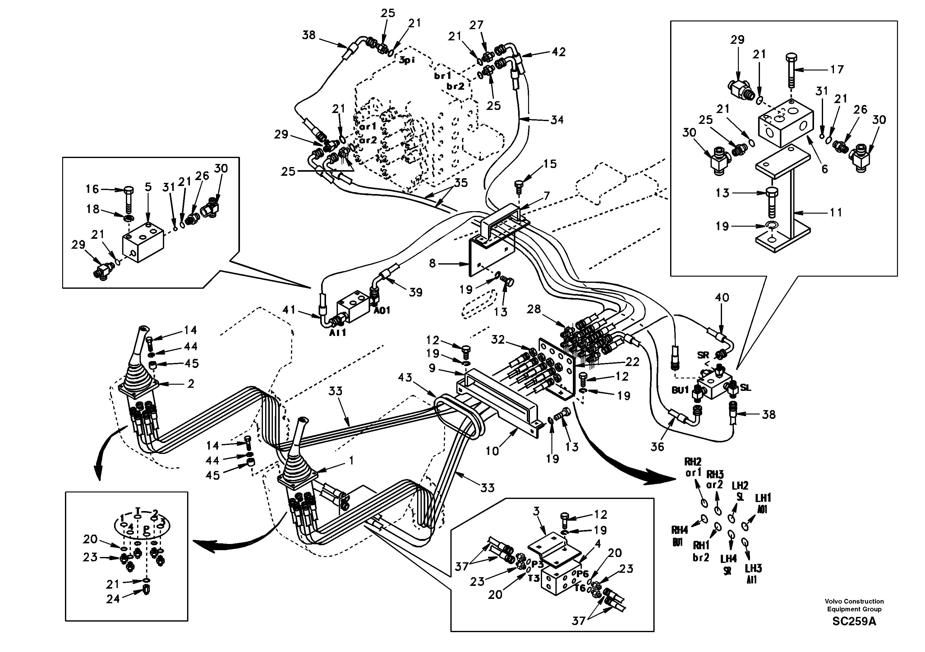 Servo system, control valve to remote control valve — volvo parts diagram