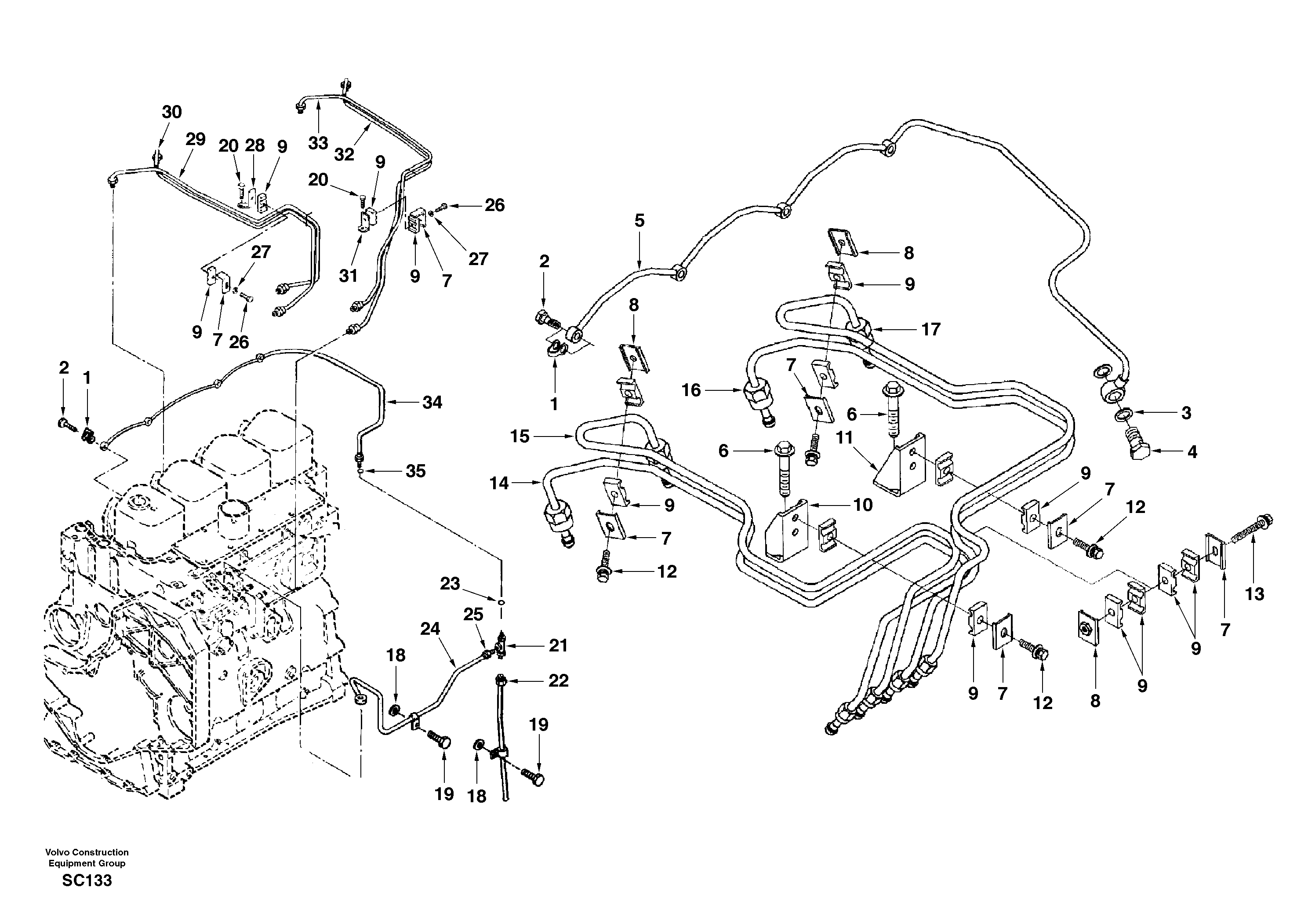 Fuel pipes-injector — volvo parts diagram