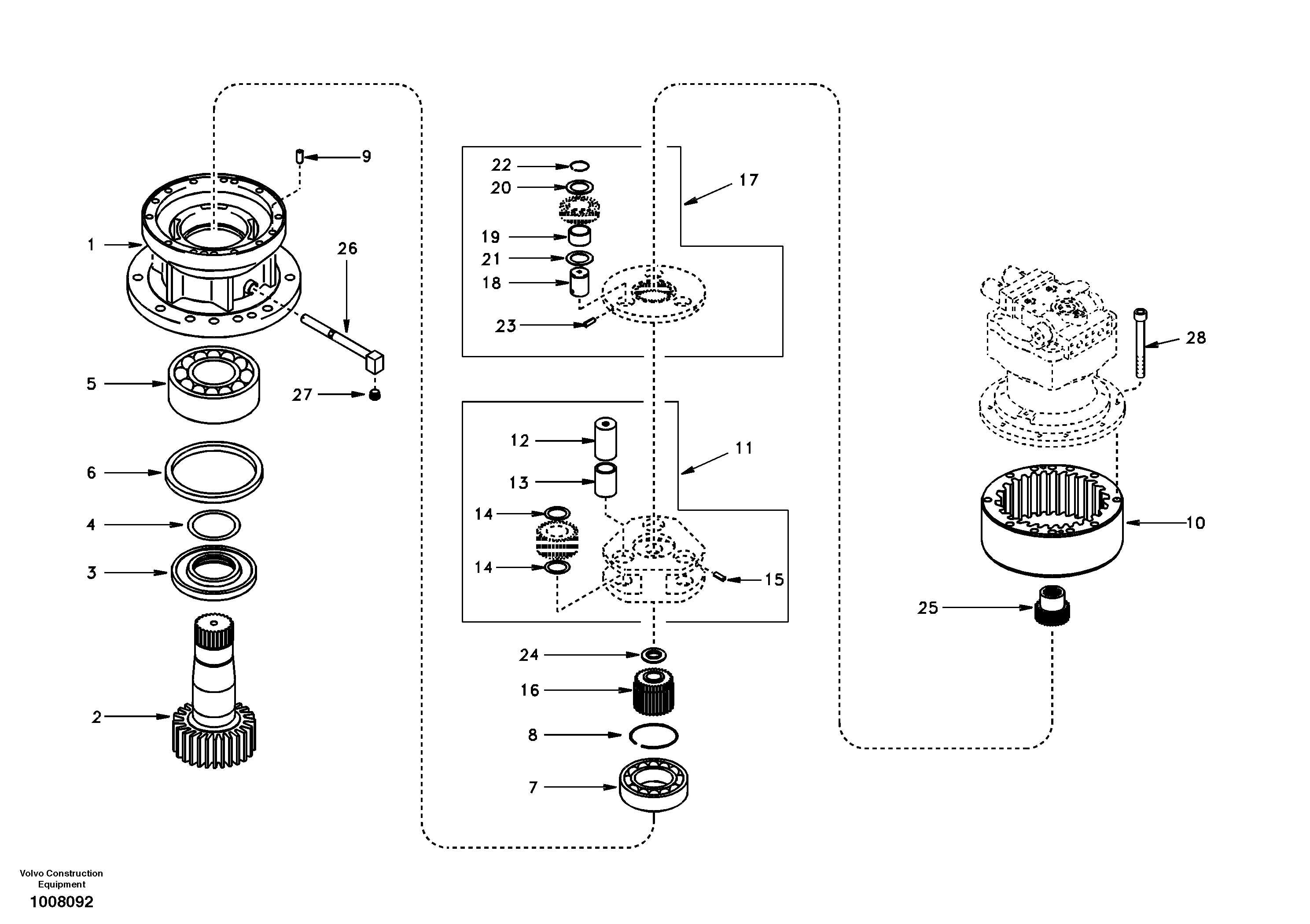Swing gearbox — volvo parts diagram