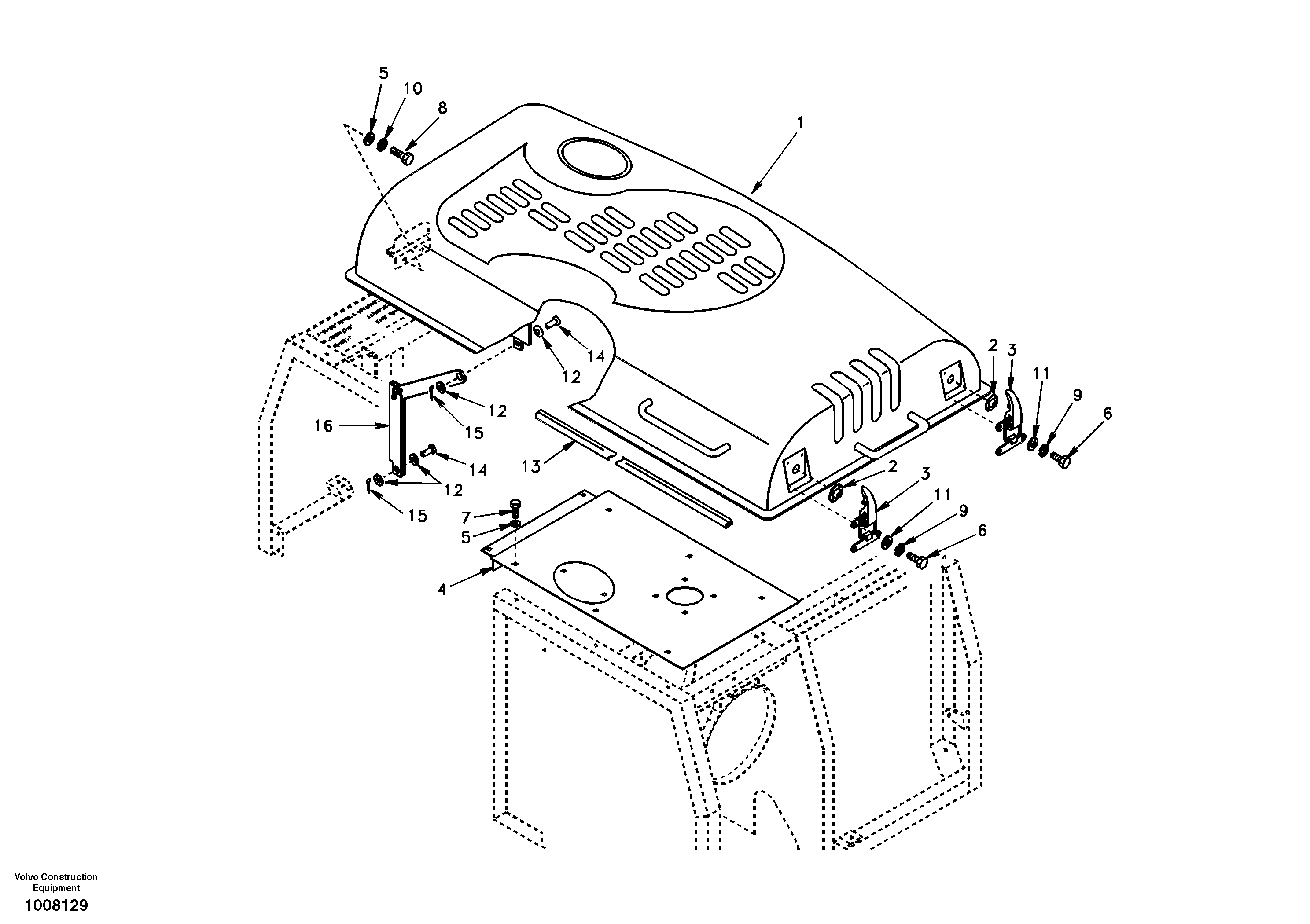 Cowl frame, cover and hood — volvo parts diagram