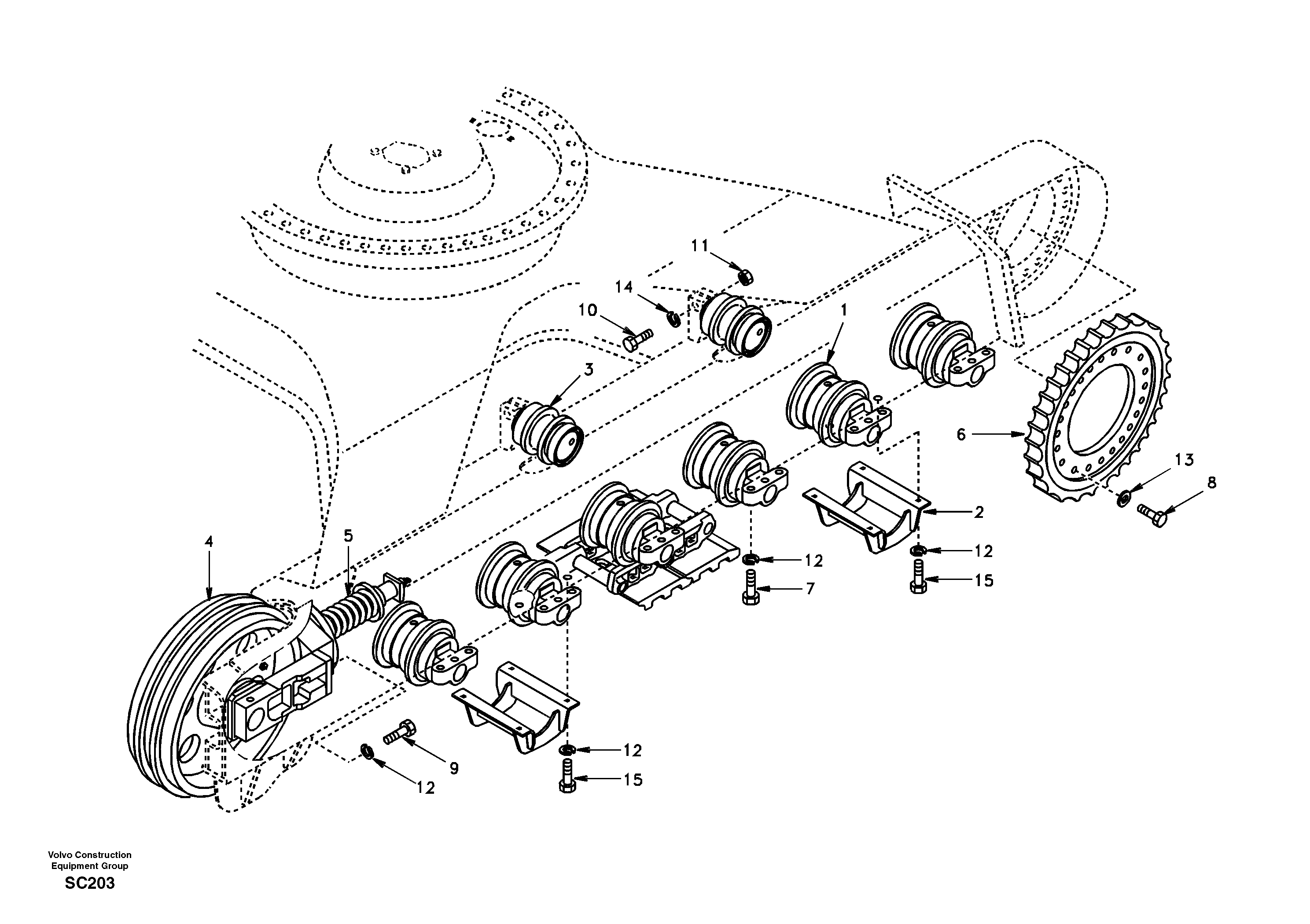Undercarriage, components and track guards — volvo parts diagram