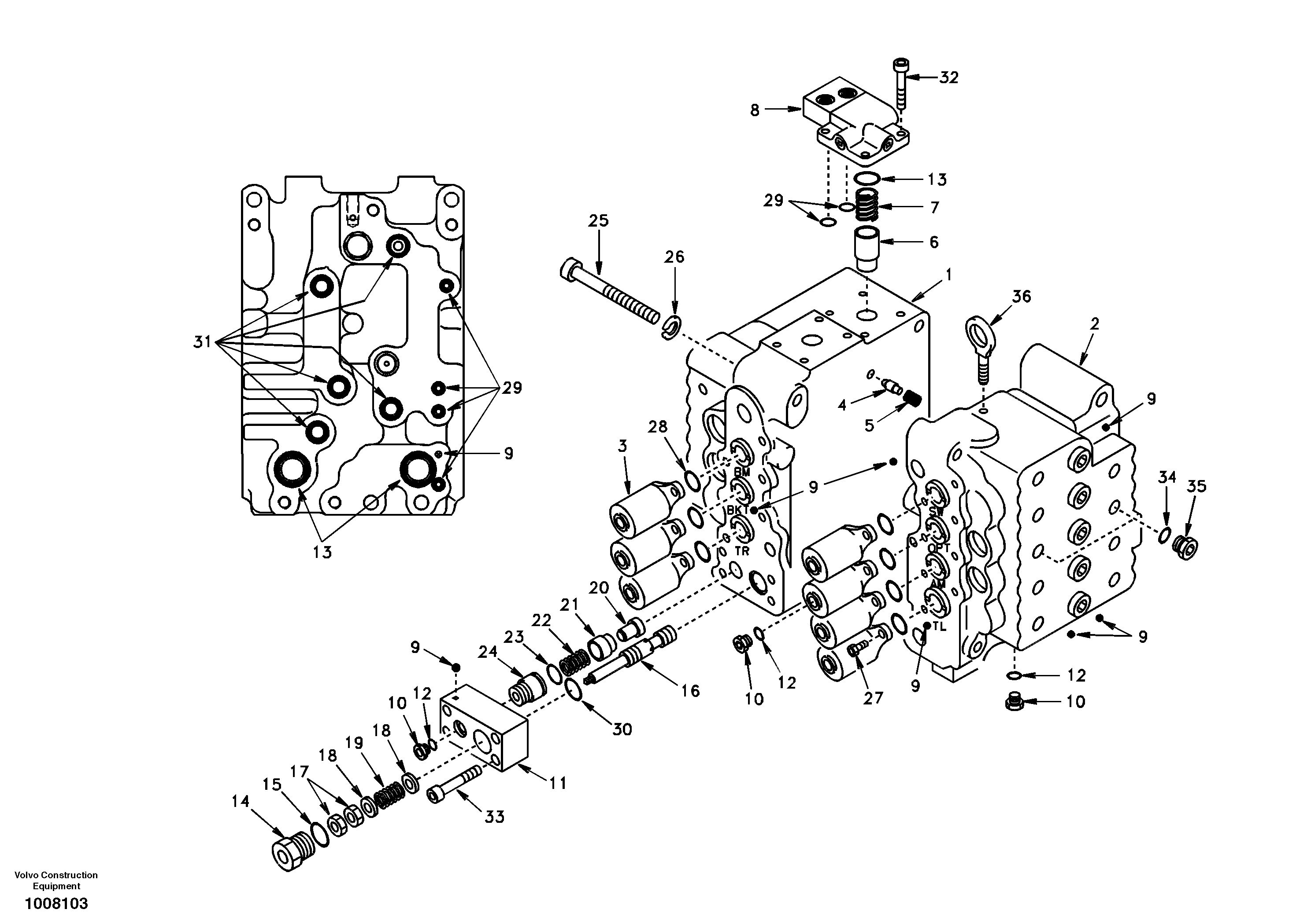 Control valve with fitting parts. — volvo parts diagram