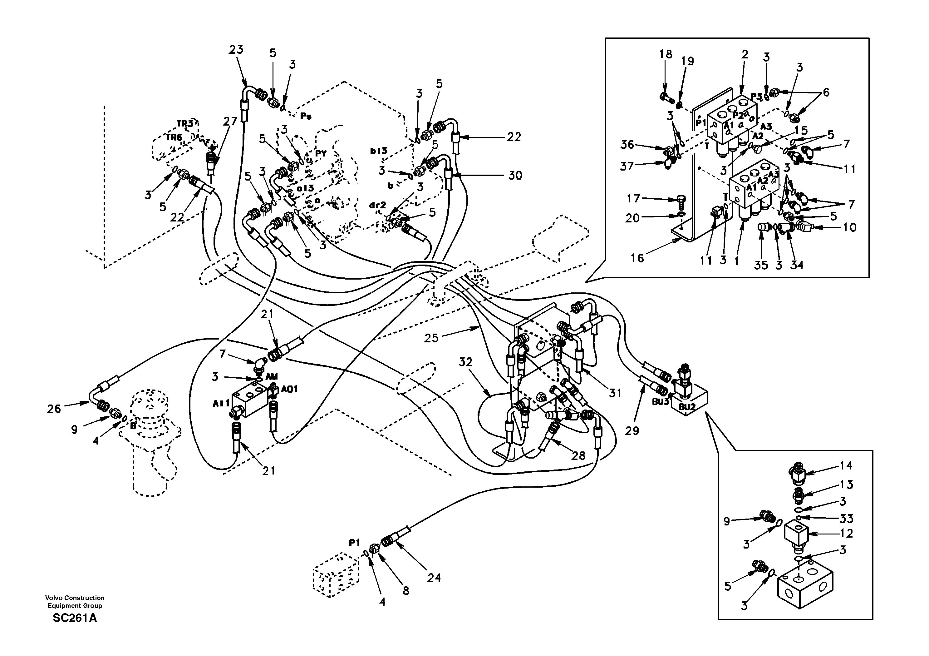 Servo system, control valve to solenoid valve — volvo parts diagram