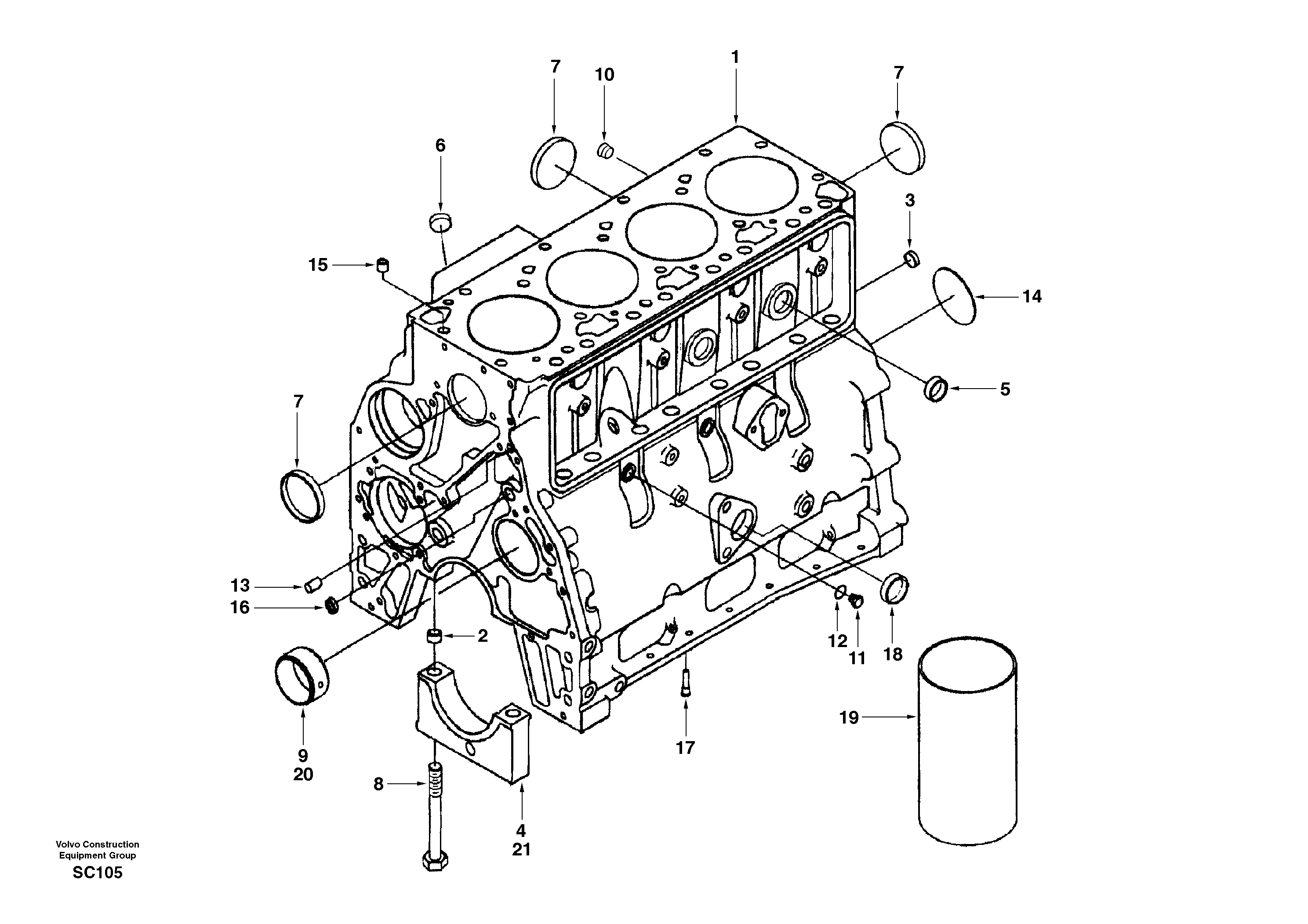 Cylinder block — volvo parts diagram