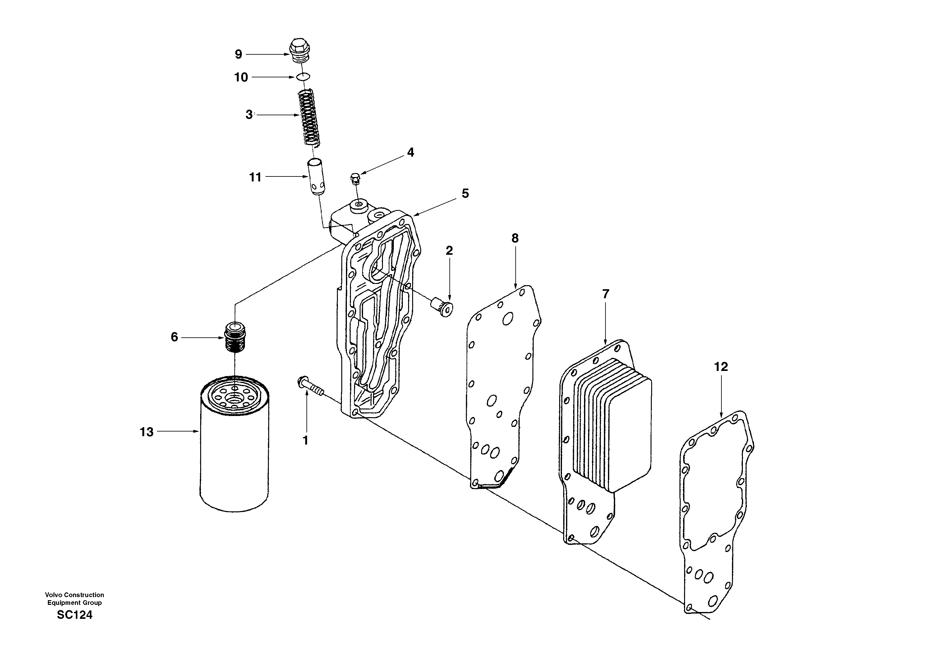 Oil cooler — volvo parts diagram