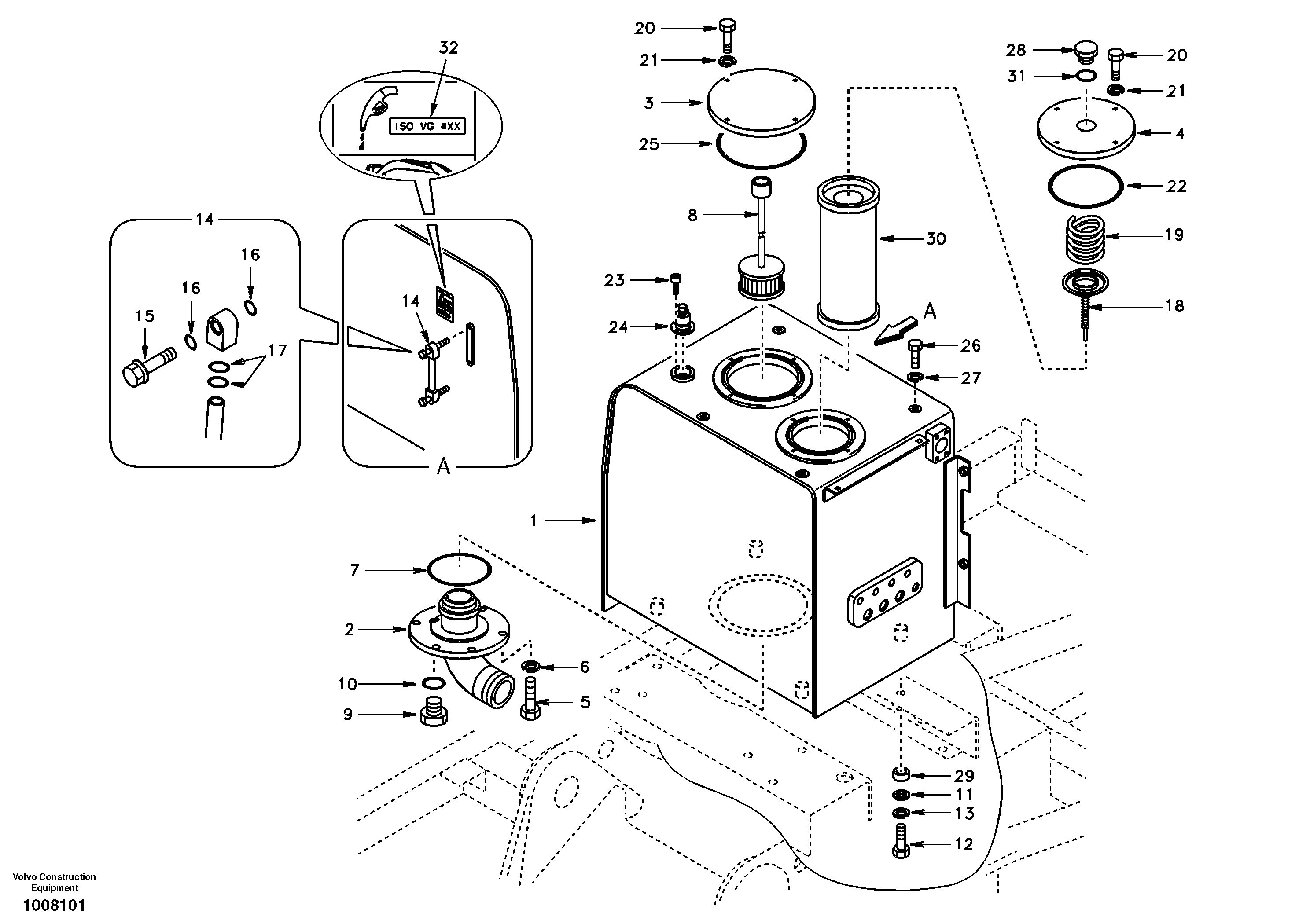 Hydraulic oil tank — volvo parts diagram