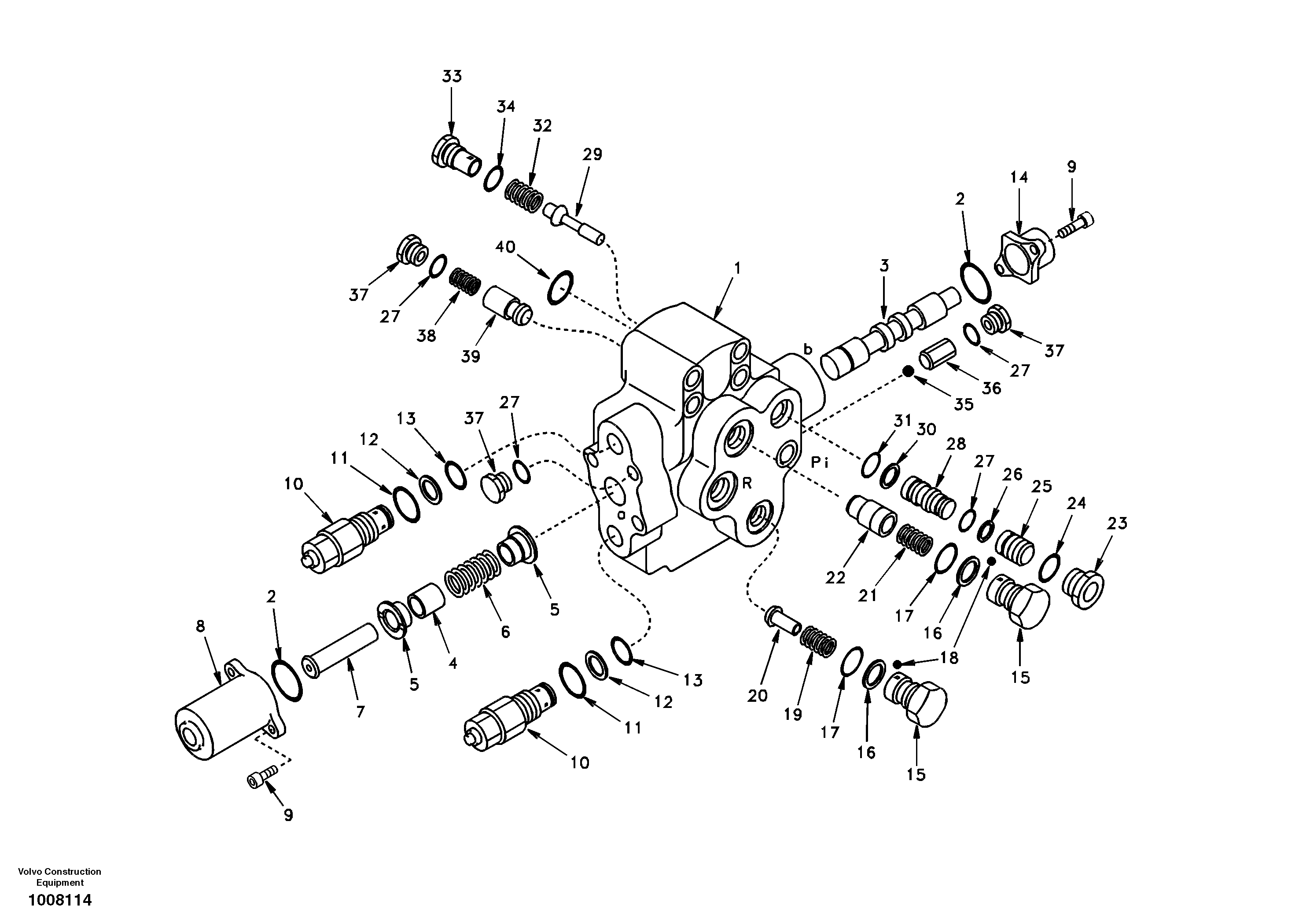 Working hydraulic, adjustable boom control valve — volvo parts diagram