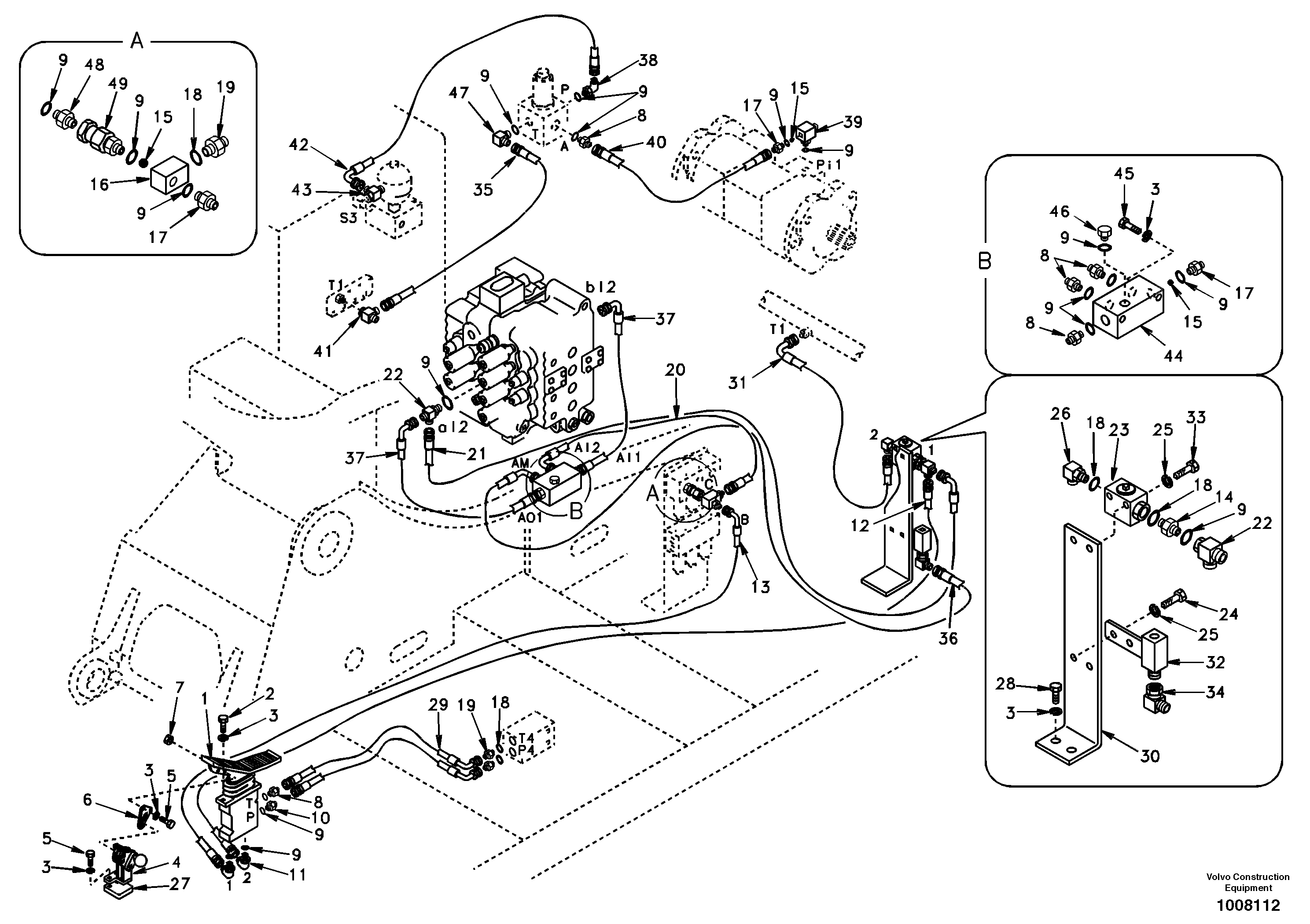 Working hydraulic, hammer and shear for 1st pump flow — volvo parts diagram