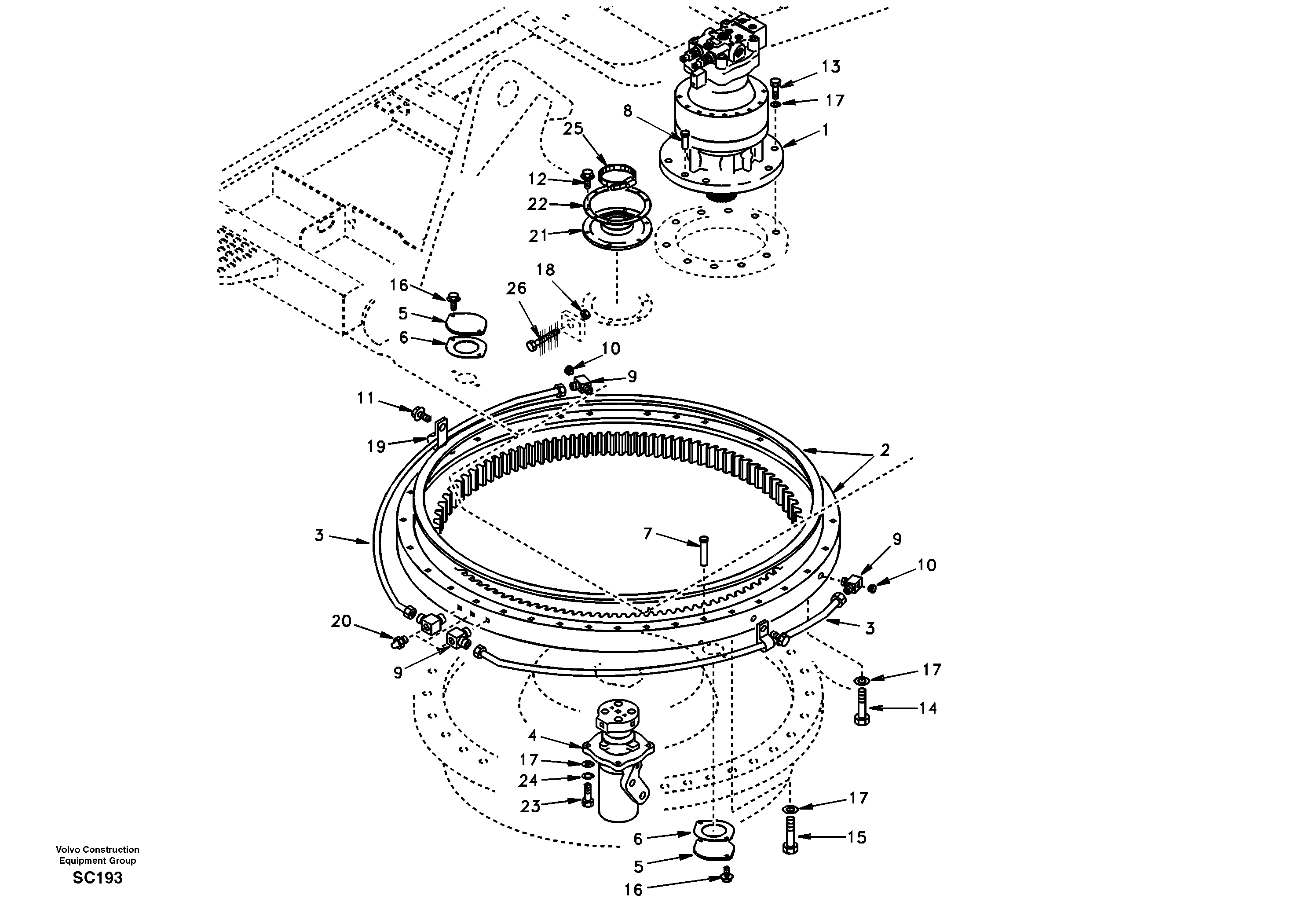 Swing system — volvo parts diagram
